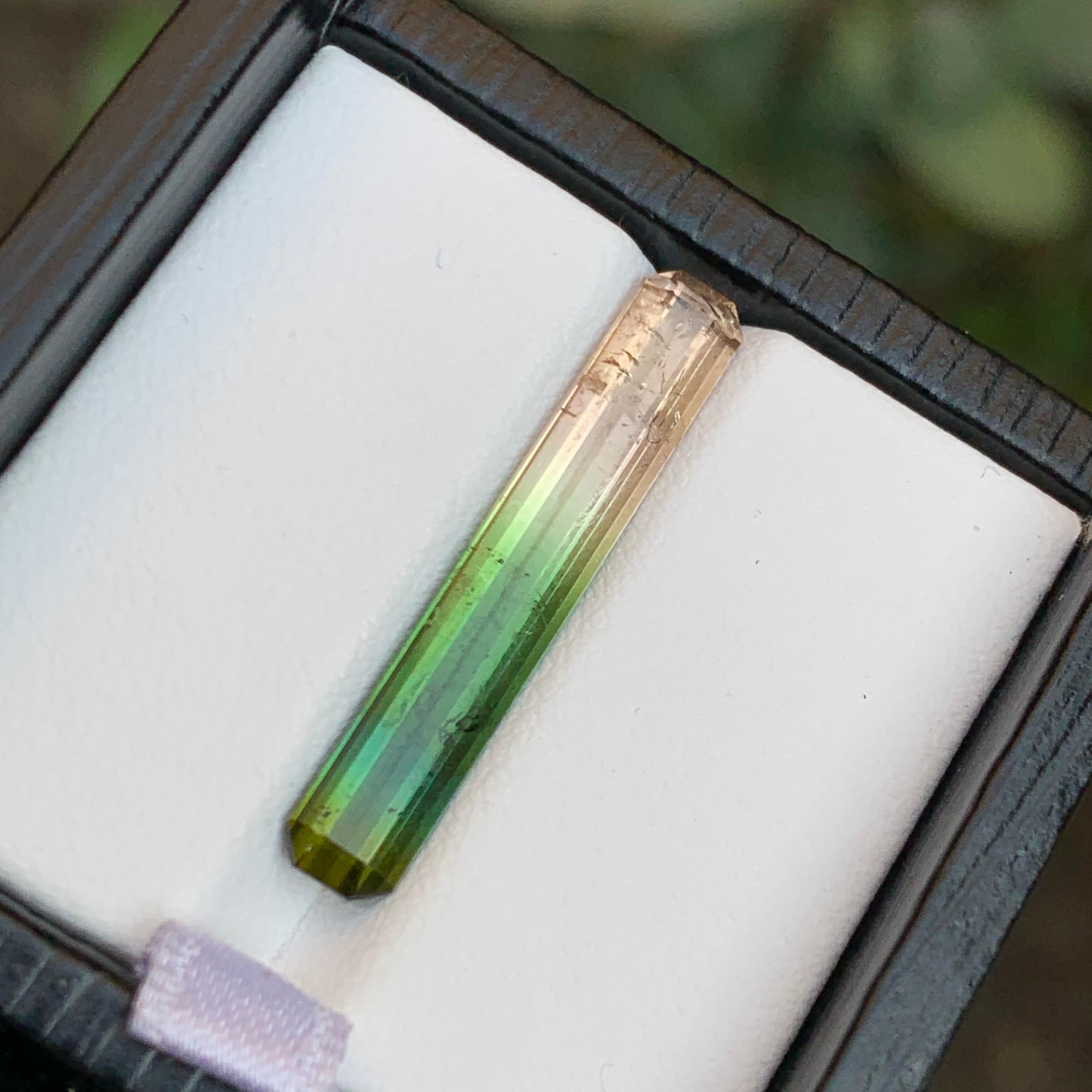 Contemporary Rare Tricolor Watermelon Tourmaline Loose Gemstone, 4.95 Ct-Long Emerald/Octagon For Sale
