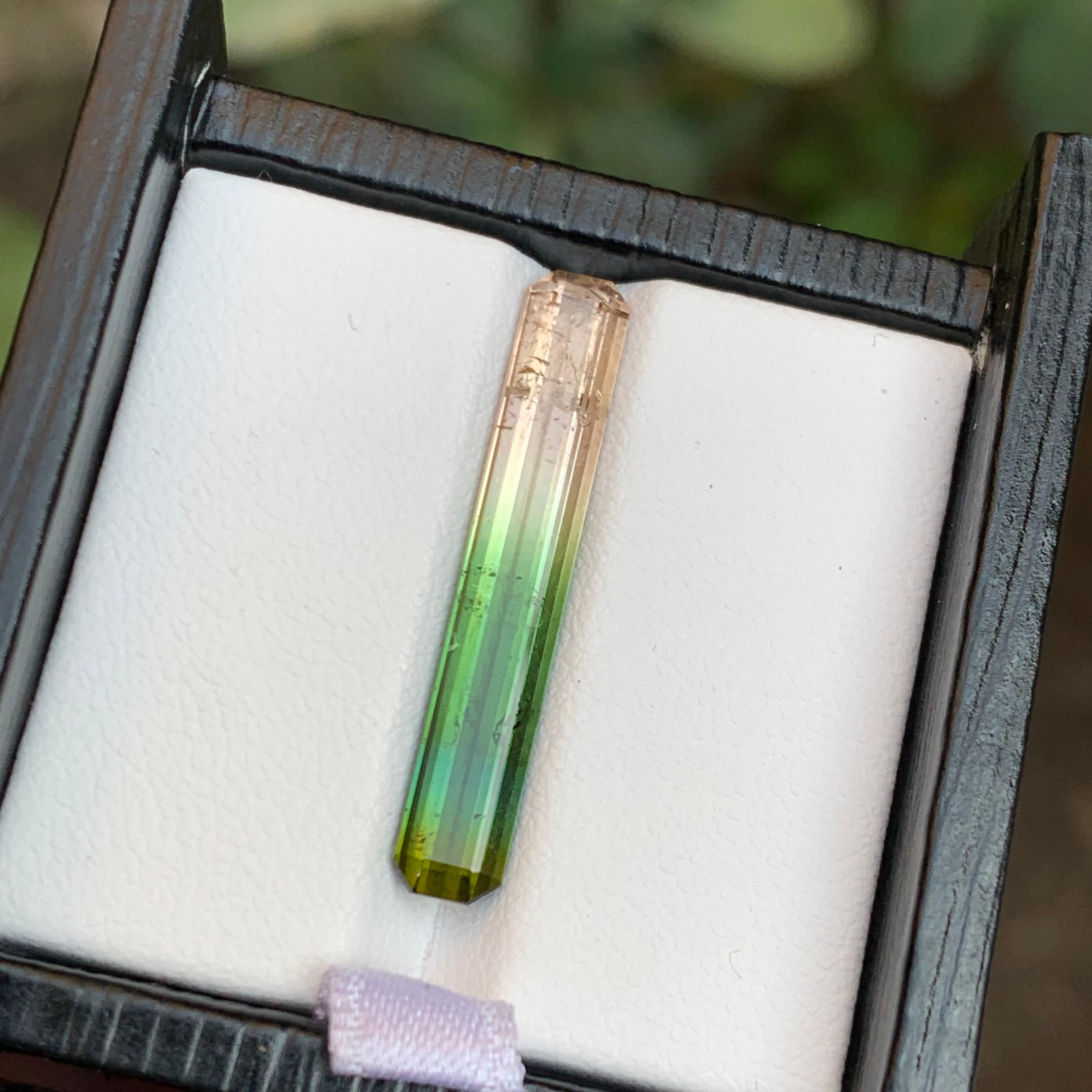Rare Tricolor Watermelon Tourmaline Loose Gemstone, 4.95 Ct-Long Emerald/Octagon For Sale 2