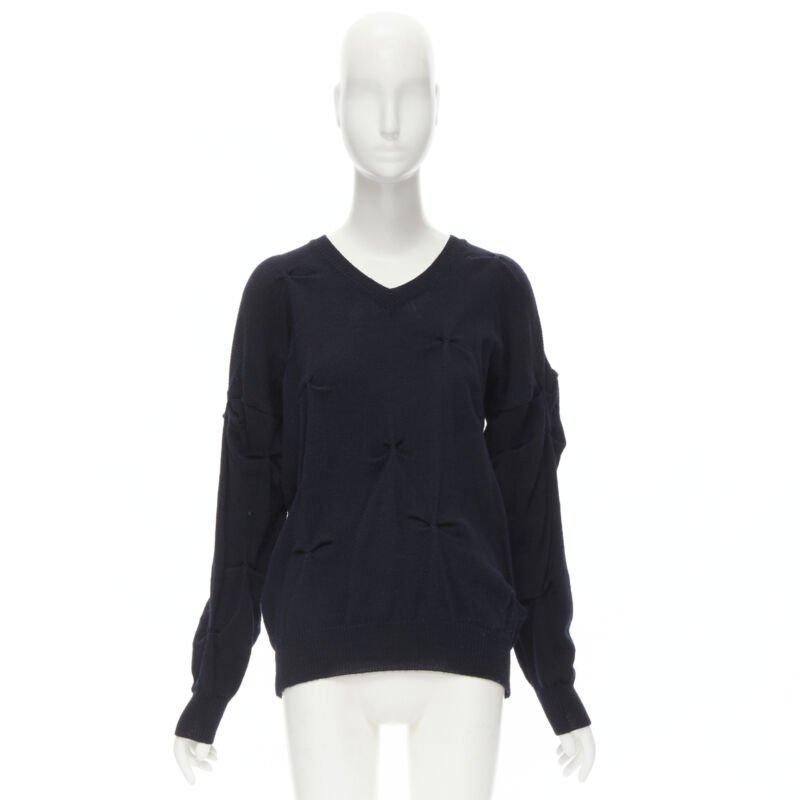 rare TRICOT COMME DES GARCONS Vintage 1980's black wool pinched bow sweater For Sale 5