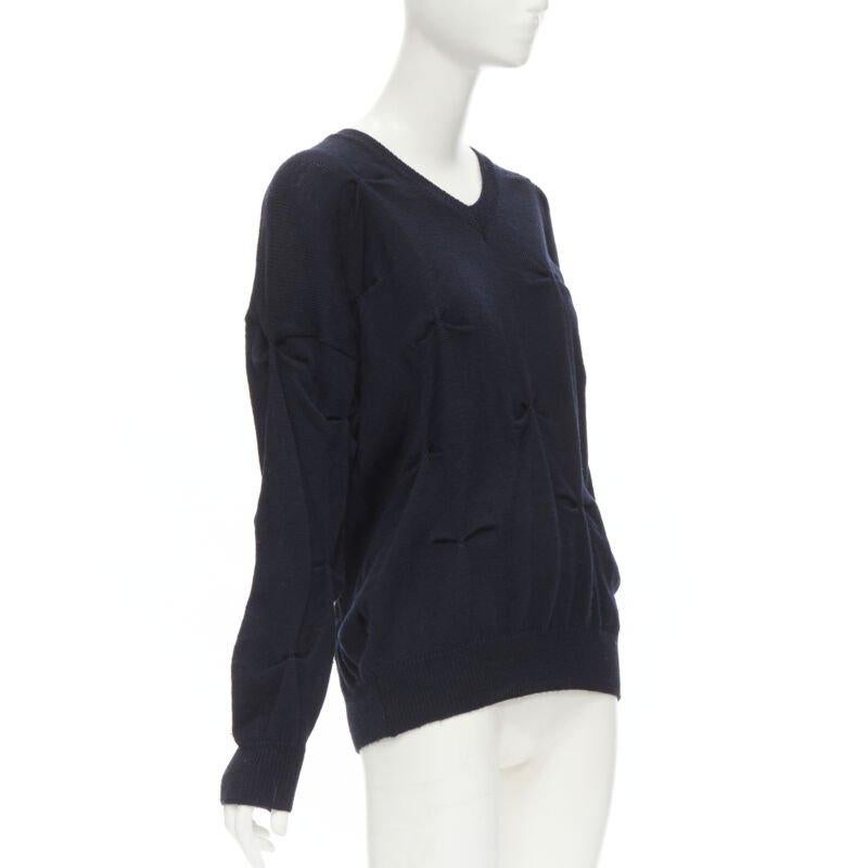 Black rare TRICOT COMME DES GARCONS Vintage 1980's black wool pinched bow sweater For Sale