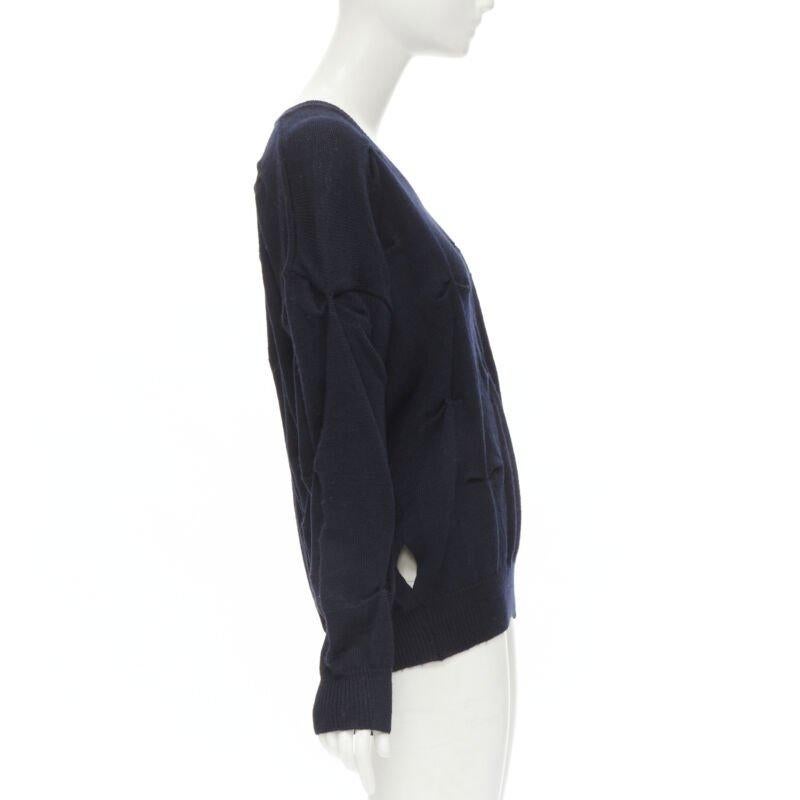 rare TRICOT COMME DES GARCONS Vintage 1980's black wool pinched bow sweater In Good Condition For Sale In Hong Kong, NT