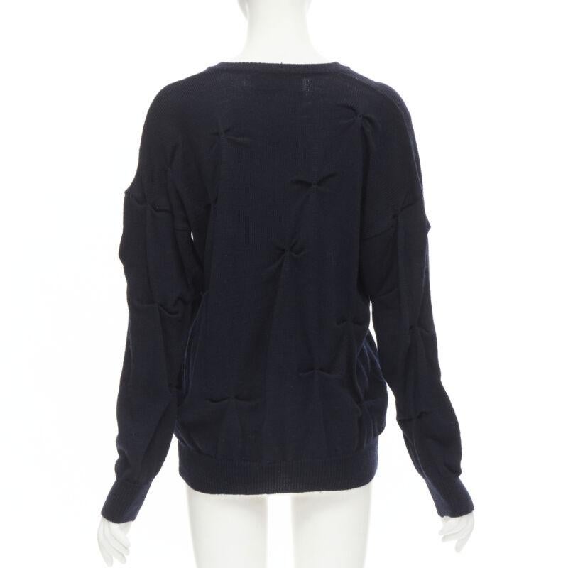 Women's rare TRICOT COMME DES GARCONS Vintage 1980's black wool pinched bow sweater For Sale