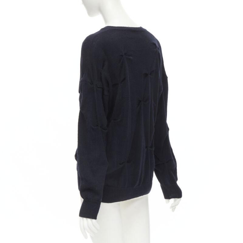 rare TRICOT COMME DES GARCONS Vintage 1980's black wool pinched bow sweater For Sale 1