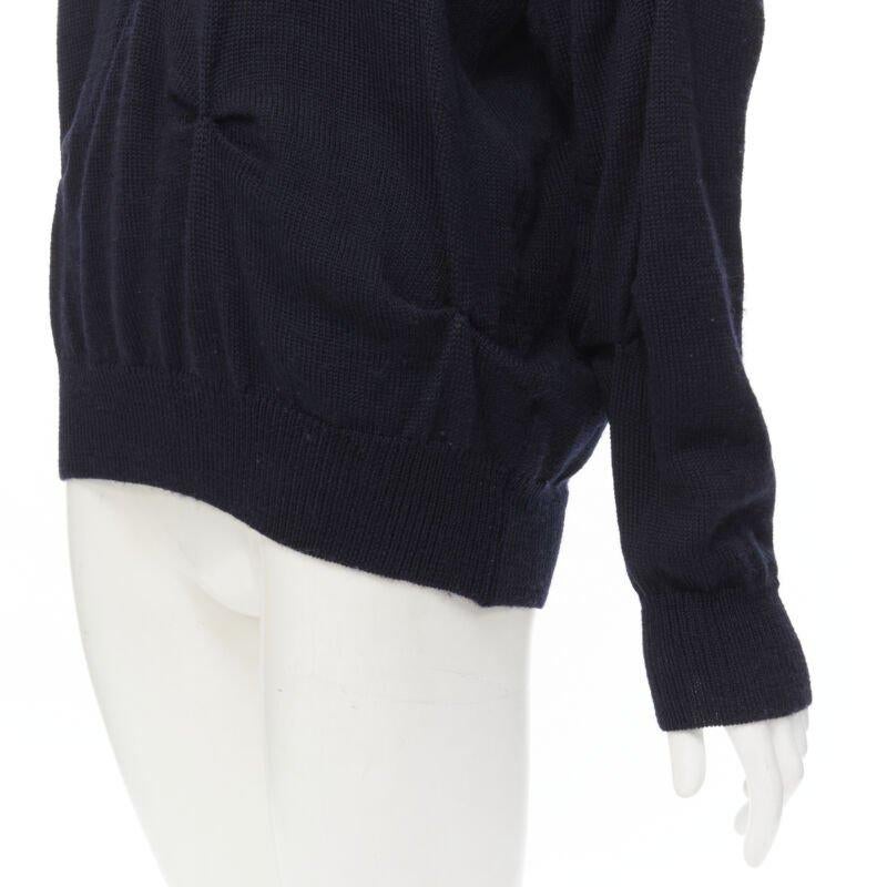 rare TRICOT COMME DES GARCONS Vintage 1980's black wool pinched bow sweater For Sale 2