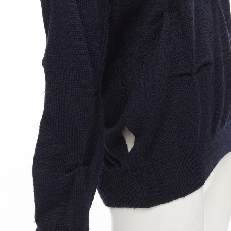 rare TRICOT COMME DES GARCONS Vintage 1980's black wool pinched bow sweater For Sale 3