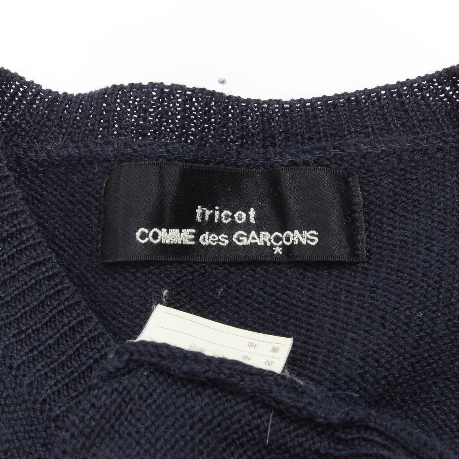 rare TRICOT COMME DES GARCONS Vintage 1980's black wool pinched bow sweater For Sale 4