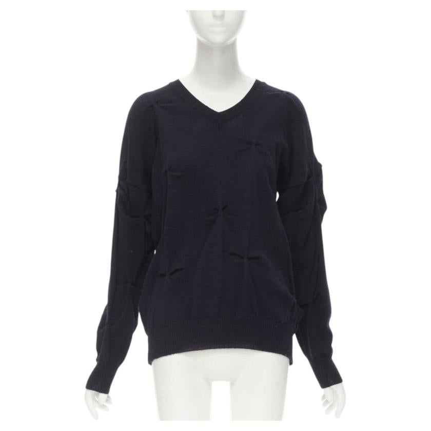 TRICOT COMME DES GARCONS Pull à nœud pincé en laine noire vintage des années 1980, rare en vente