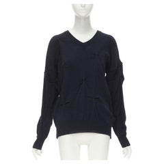 TRICOT COMME DES GARCONS Pull à nœud pincé en laine noire vintage des années 1980, rare