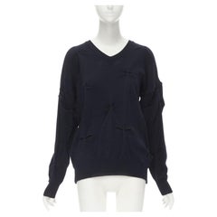 Seltener TRICOT COMME DES GARCONS Vintage Pullover aus schwarzer Wolle mit Nadelstreifen aus den 1980er Jahren