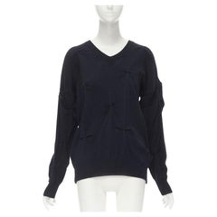 TRICOT COMME DES GARCONS Pull à nœud pincé en laine noire vintage des années 1980, rare
