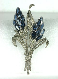 Rare Trifari Alfred Phillipe Sapphire Spray