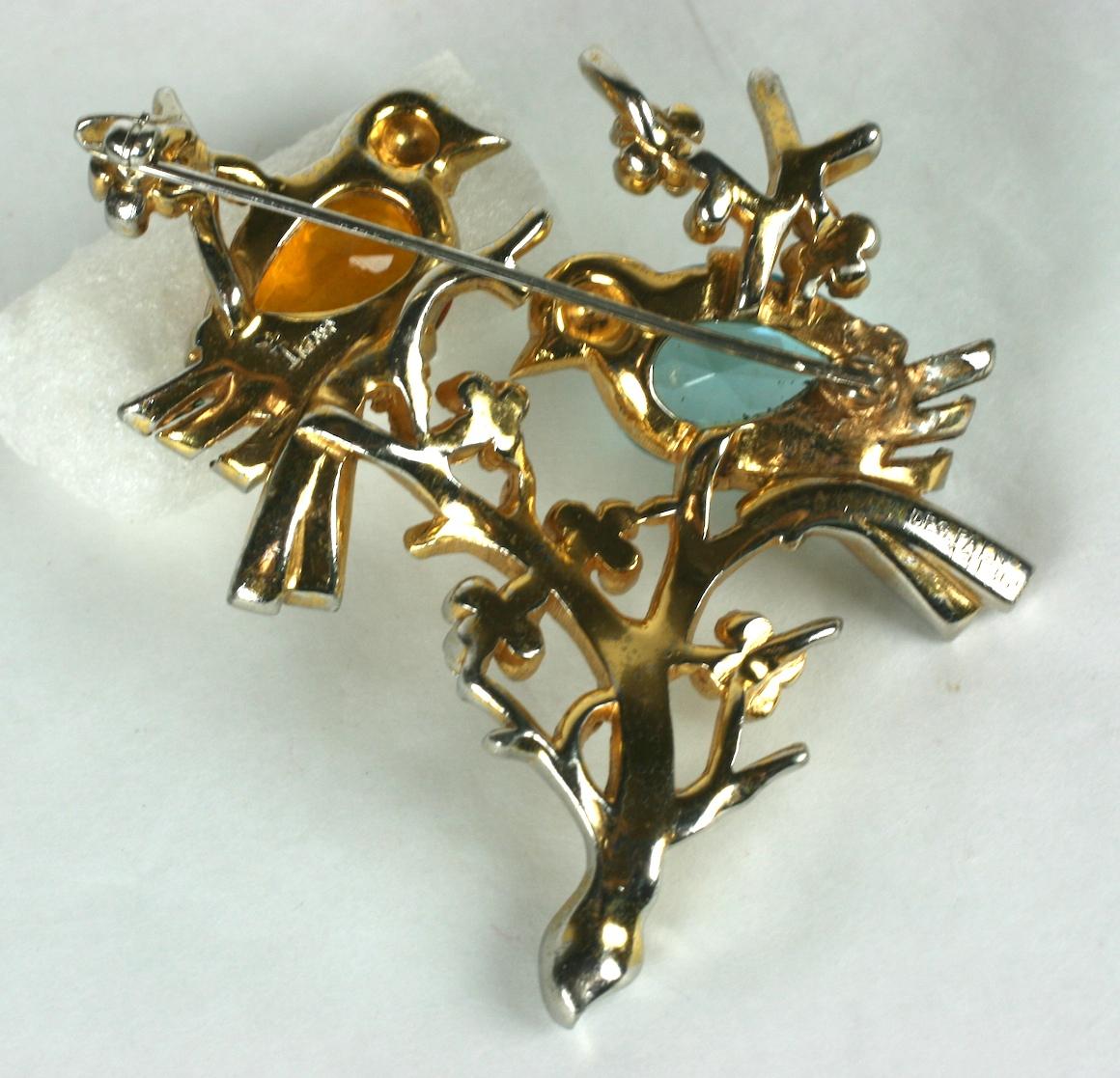 Women's or Men's Rare Trifari Art Deco Birds on Branch, Alfred Phillipe For Sale