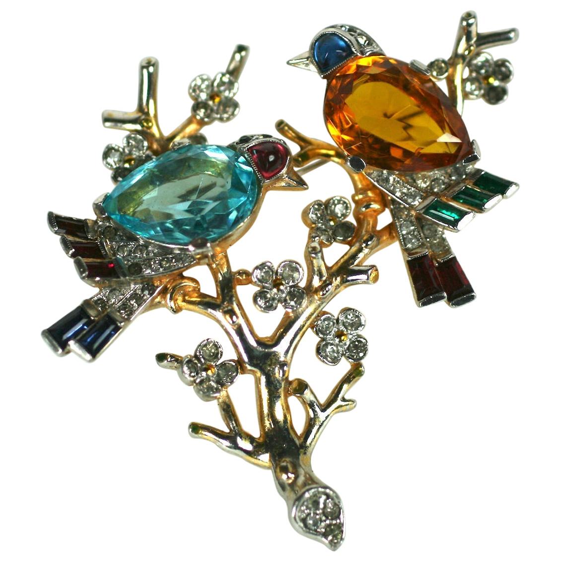 Art Deco Robin Brooch Baby Bird Gold Small Animal Pin Broach Vintage Style Gift 