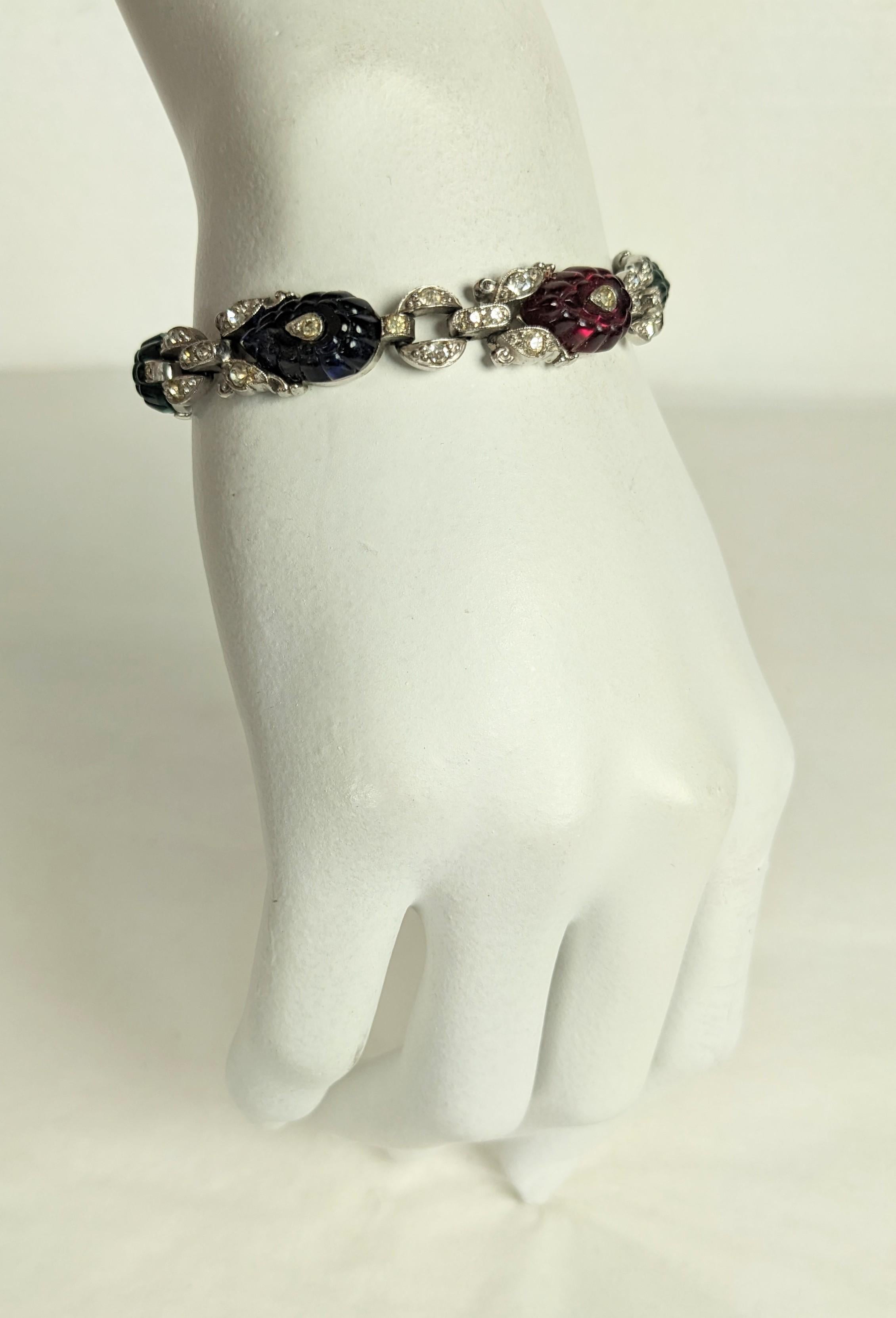 Rare Trifari Art Deco Fruit Salad Bracelet, Alfred Phillipe For Sale 4