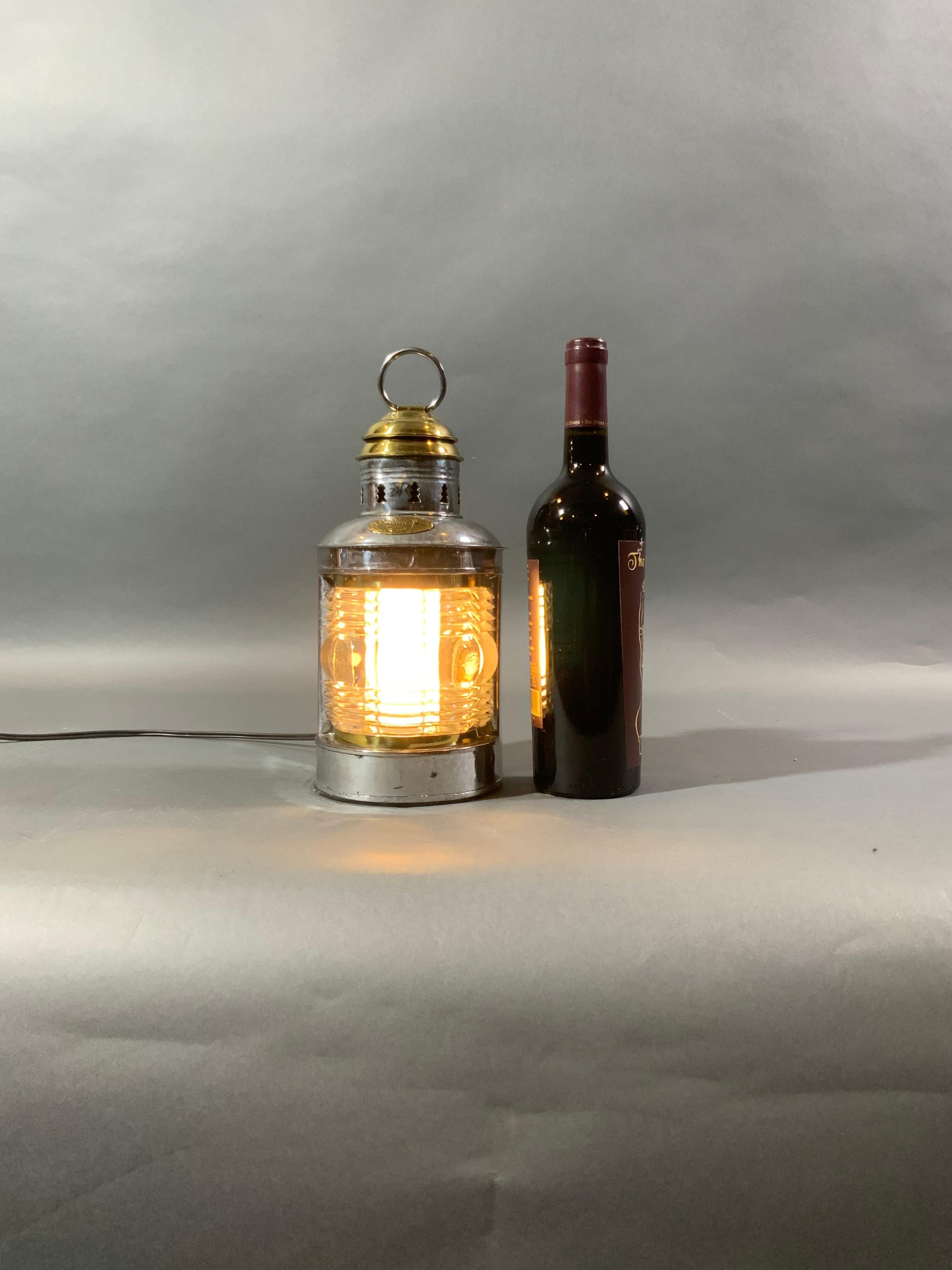 North American Rare Triplex Rippled Glass Masthead Lantern For Sale