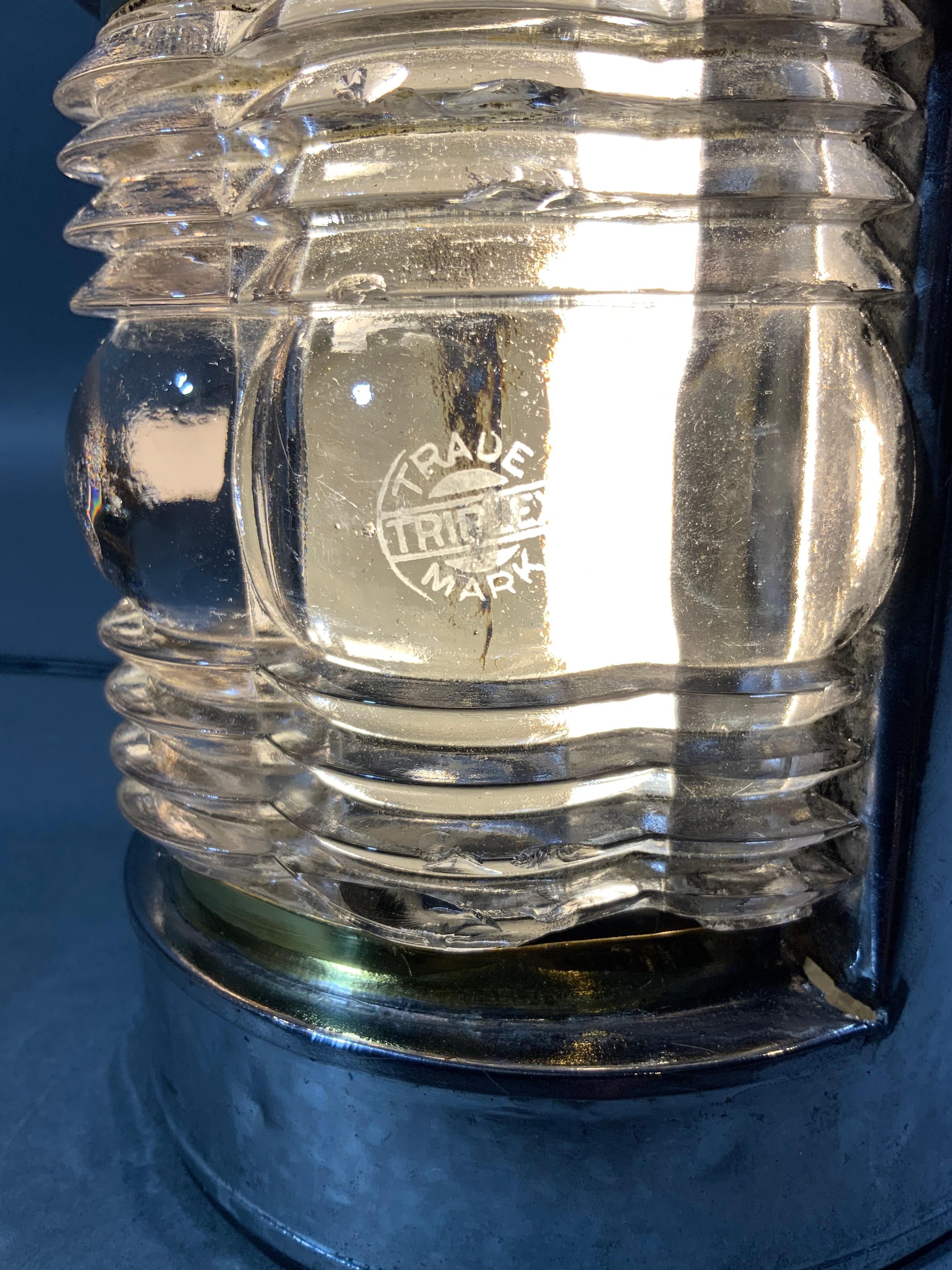 Early 20th Century Rare Triplex Rippled Glass Masthead Lantern For Sale