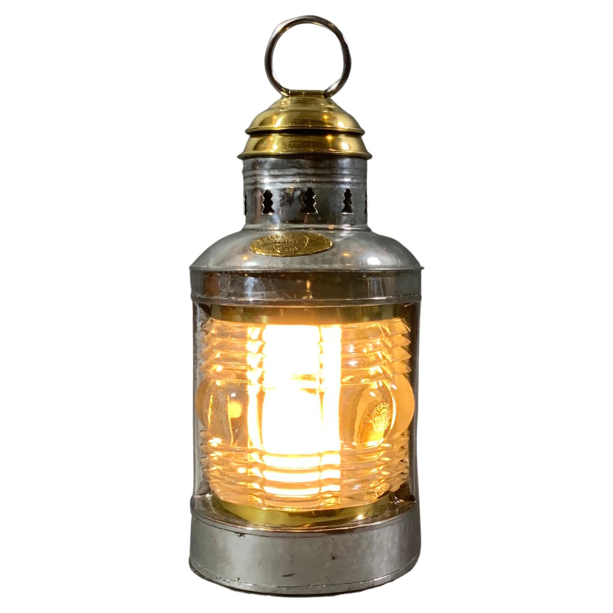Rare Triplex Rippled Glass Masthead Lantern For Sale