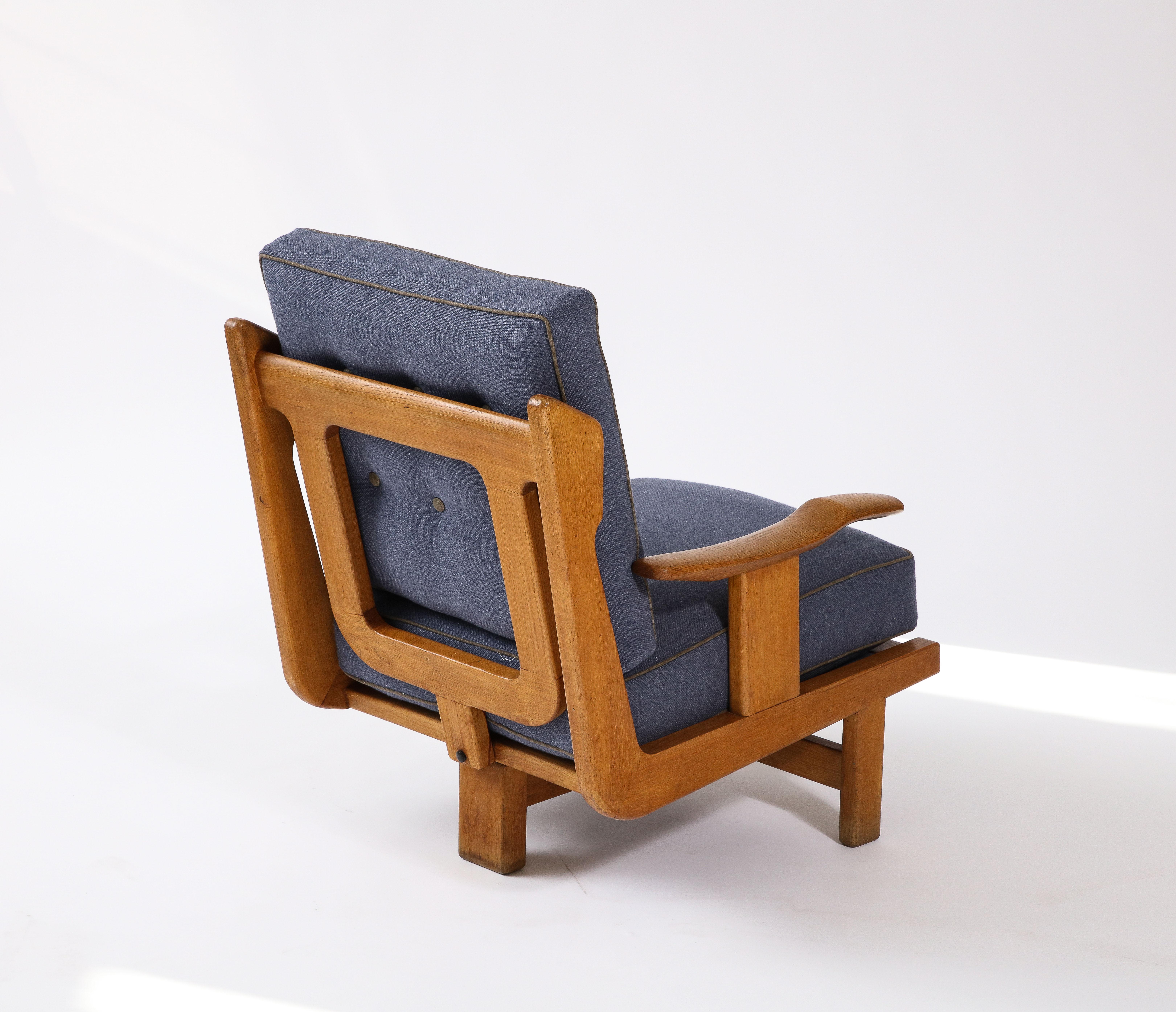 Seltener Dreibein-Sessel von Guillerme et Chambron, Frankreich, um 1960 (Leinen) im Angebot