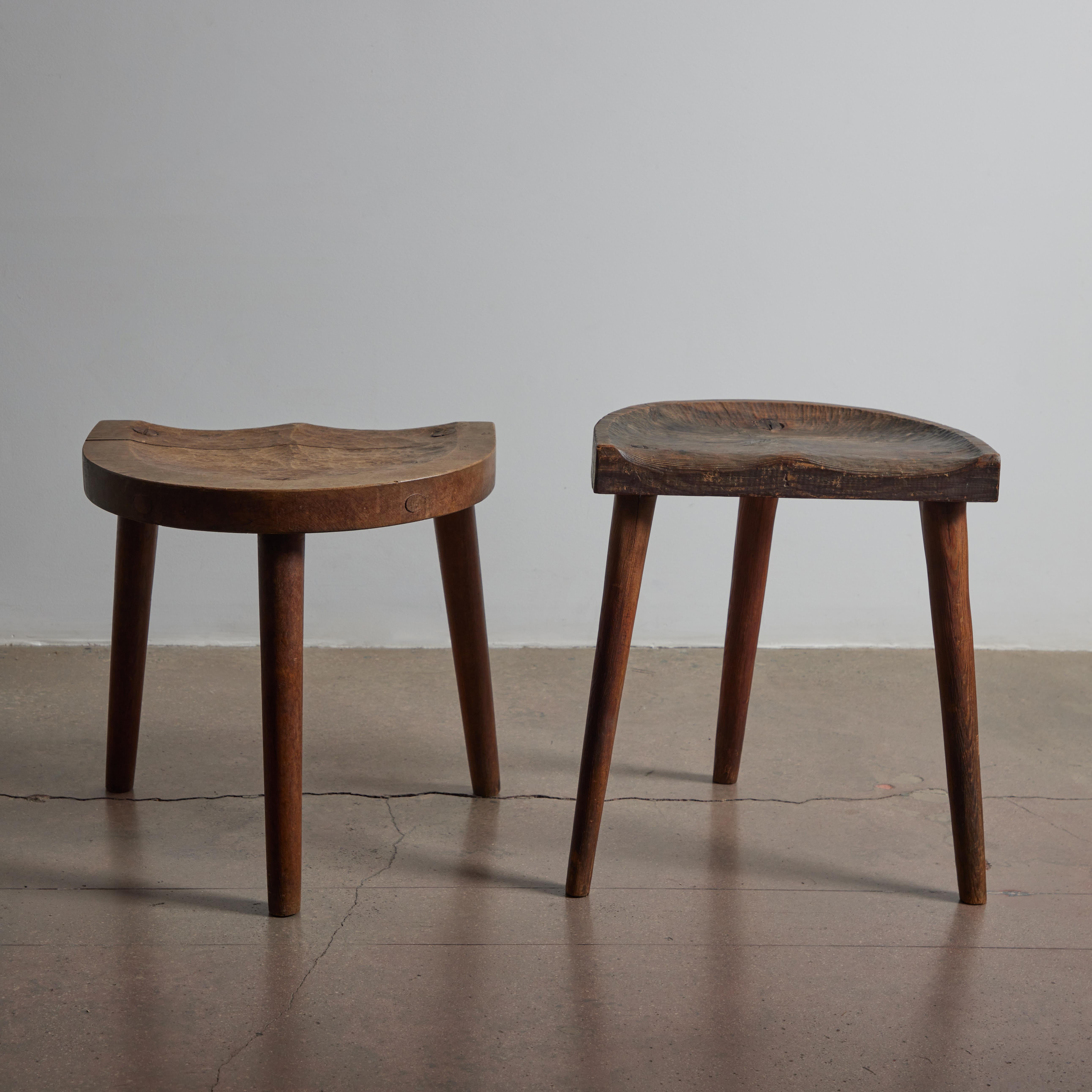 Rare Tripod Stools by Jean Touret for Ateliers Marolles For Sale 5