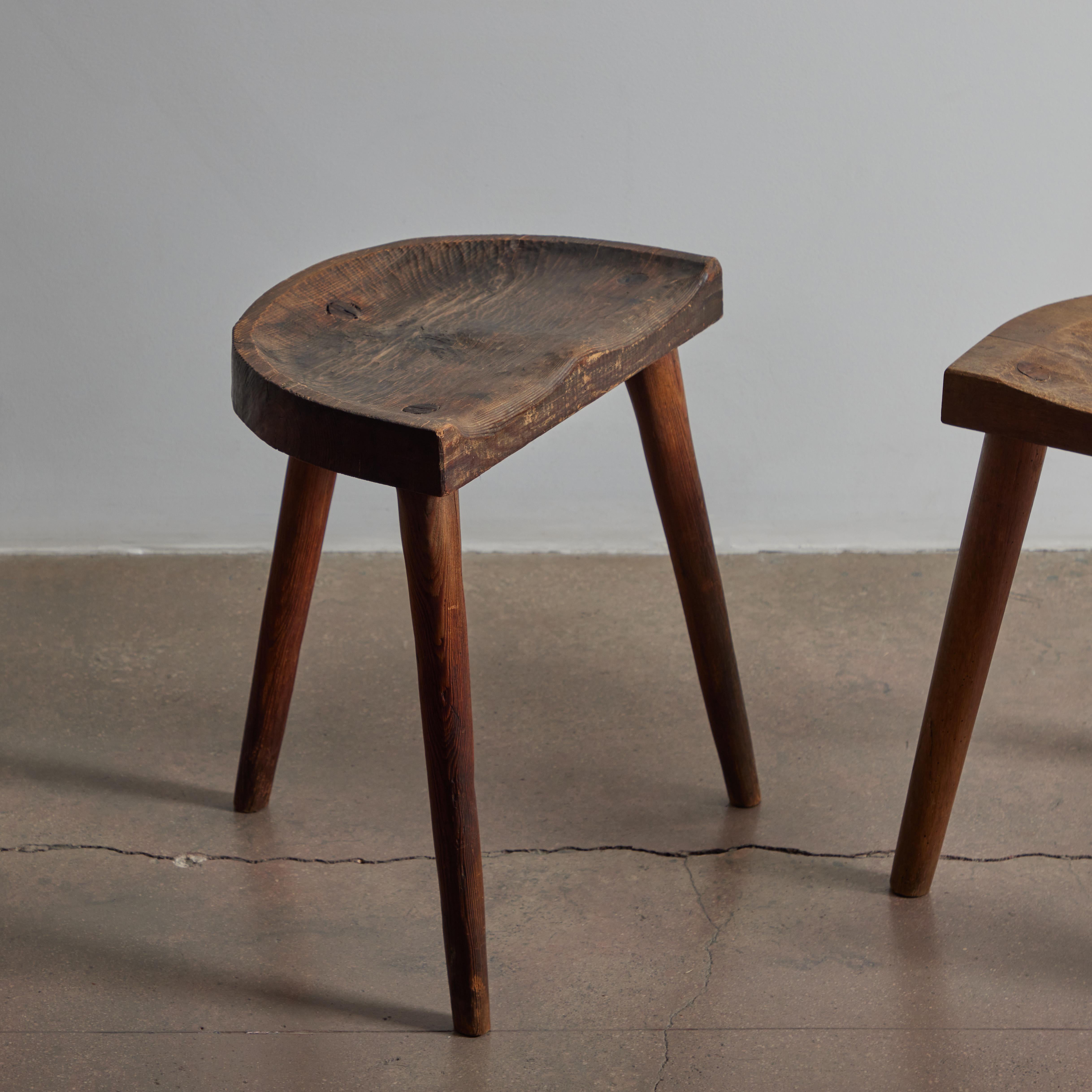 Mid-20th Century Rare Tripod Stools by Jean Touret for Ateliers Marolles For Sale
