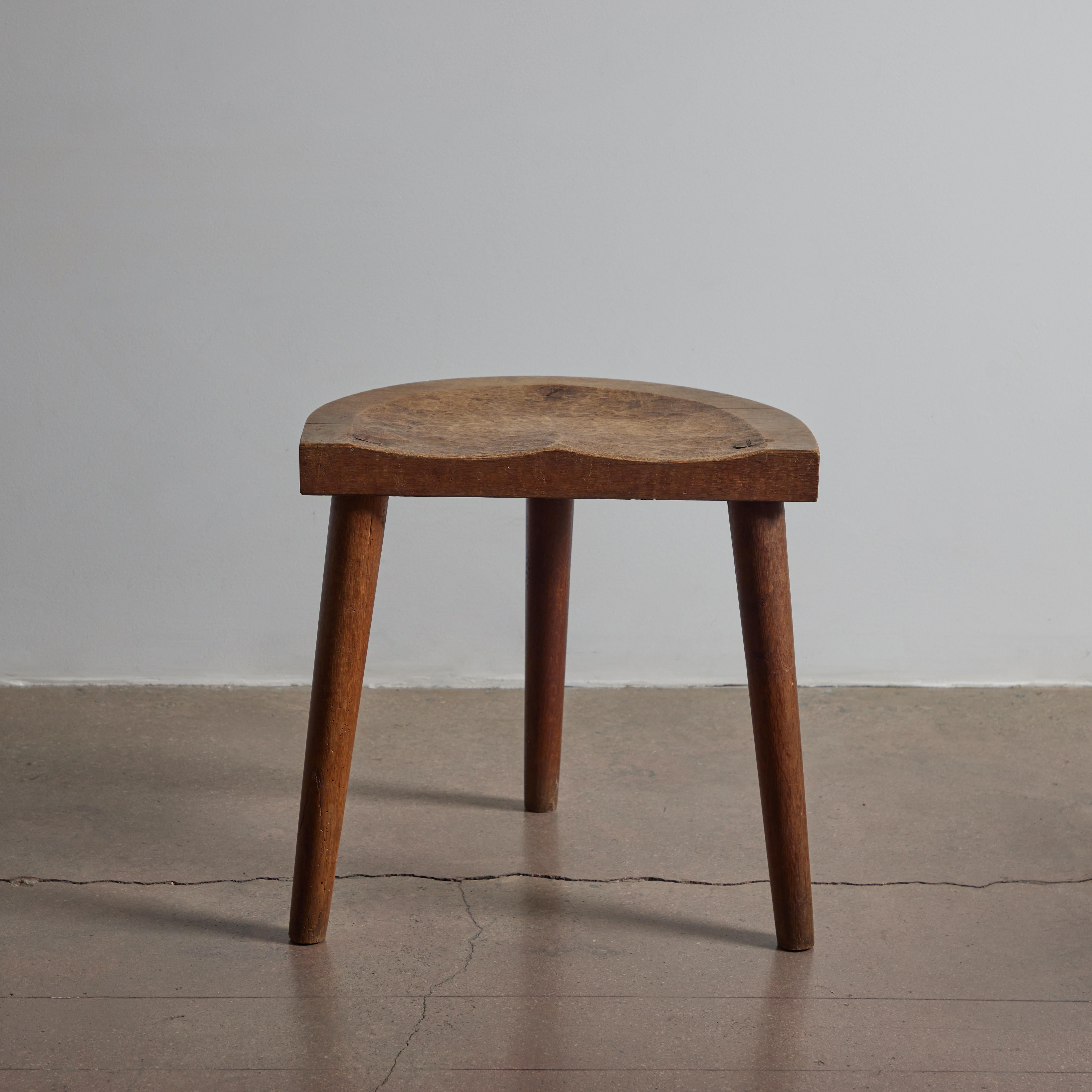 Rare Tripod Stools by Jean Touret for Ateliers Marolles For Sale 1