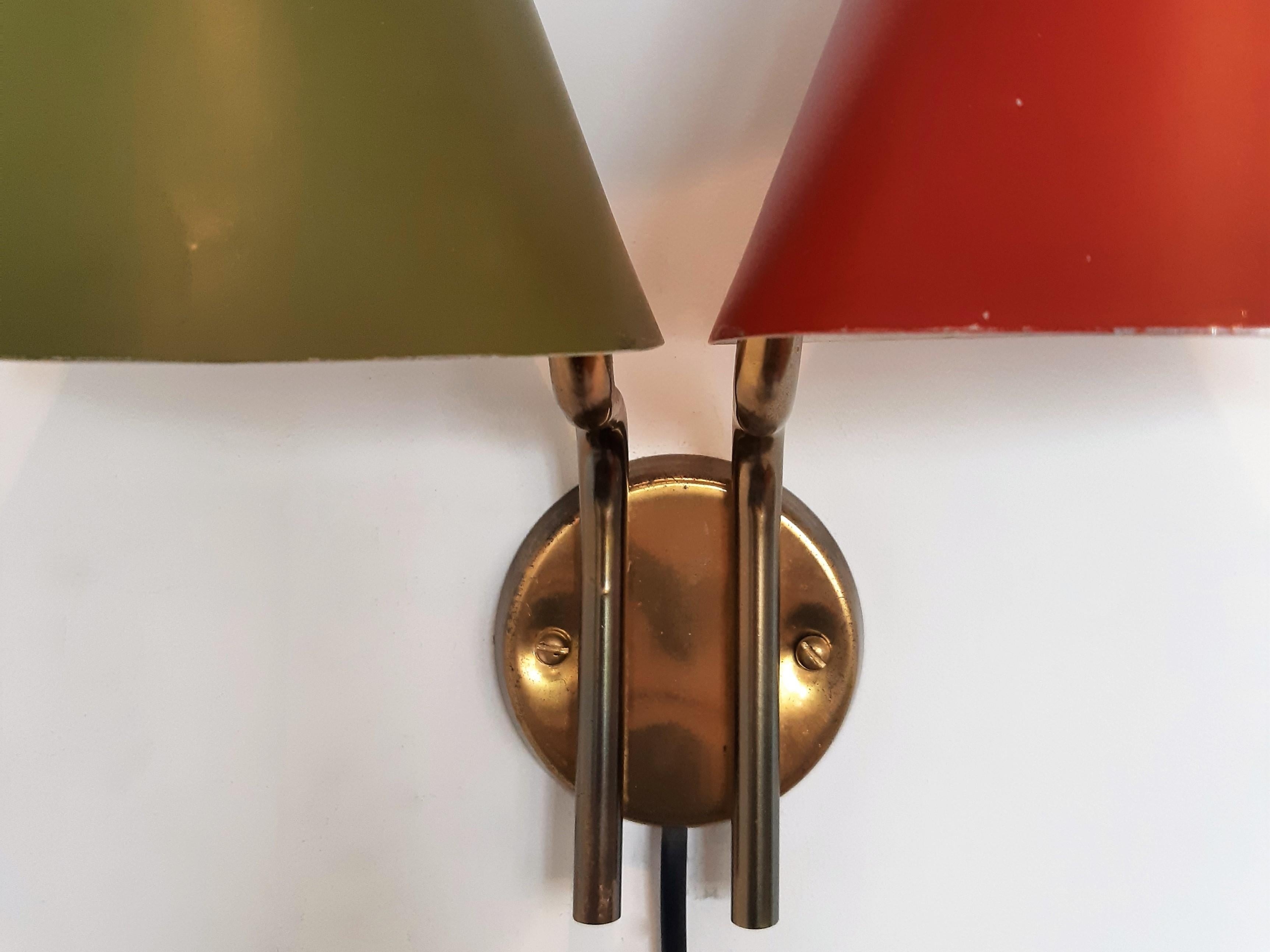 Rare Tripple Shaded 'Mosaik' Wall Sconce by Bent Karlby for Lyfa, Denmark 1950's In Good Condition In Steenwijk, NL