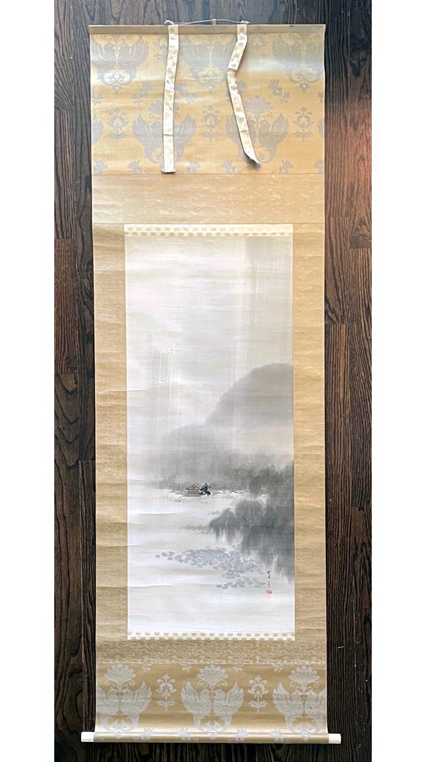 A set of three paintings of ink and watercolor on silk mounted within brocade borders as scrolls by Watanabe Seitei (1851-1918). This is a very rare and well preserved triptych by the artist, signed and dated to the year of 1902, Meiji 35th year.