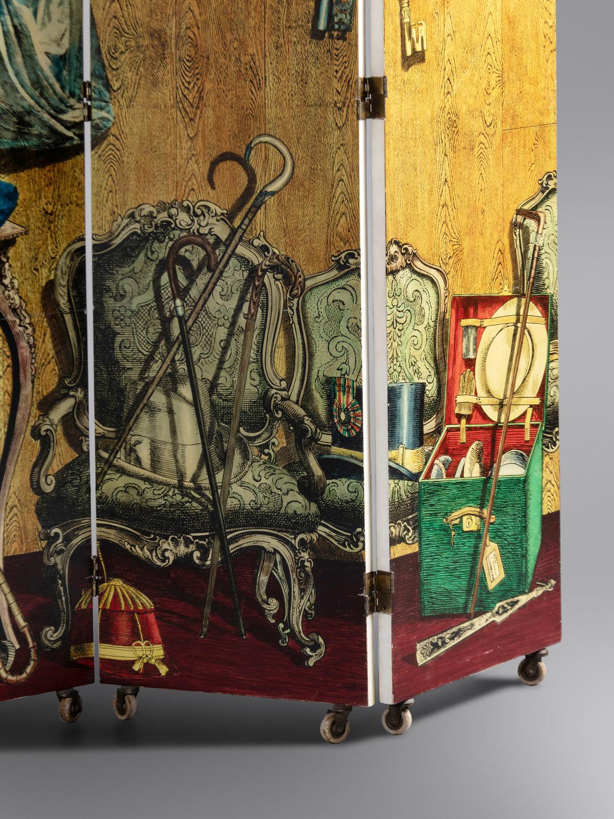 Mid-Century Modern Rare trompe l’oeil Angolo di Spogliatoio' Folding Screen by Piero Fornasetti