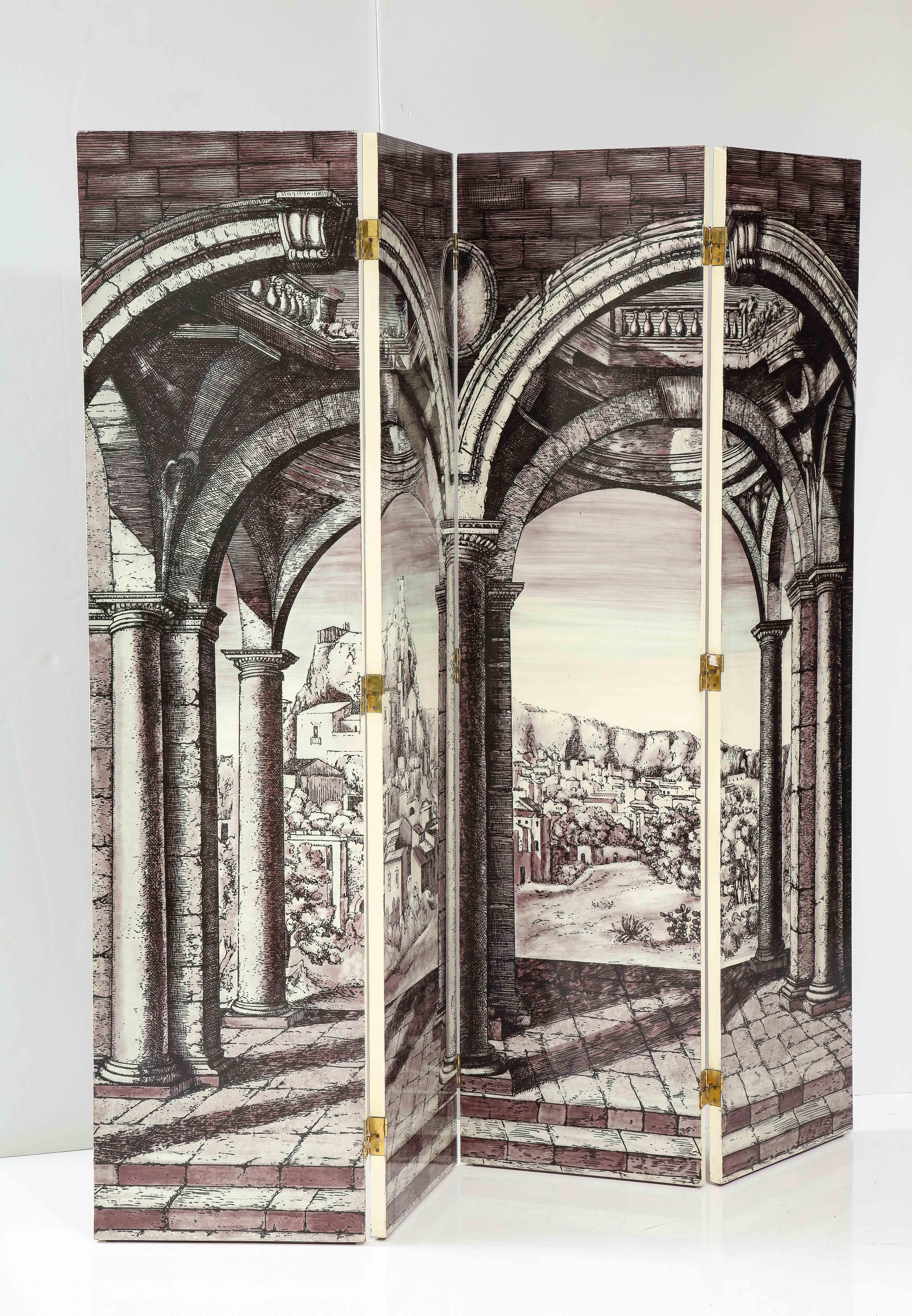 Rare Trompe L’oeil “Libreria” Four-Panel Folding Screen by Piero Fornasetti 5