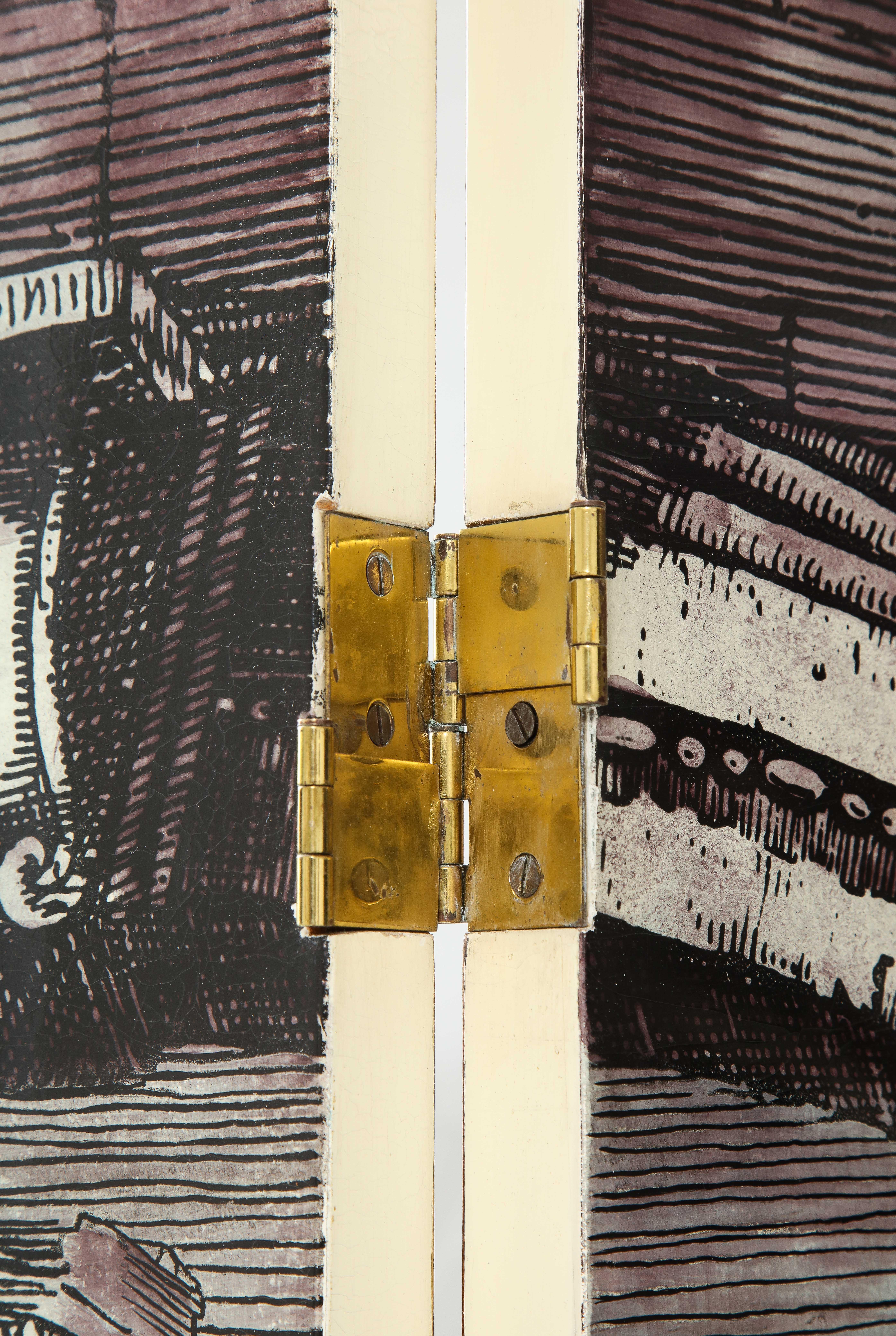 Rare Trompe L’oeil “Libreria” Four-Panel Folding Screen by Piero Fornasetti 6
