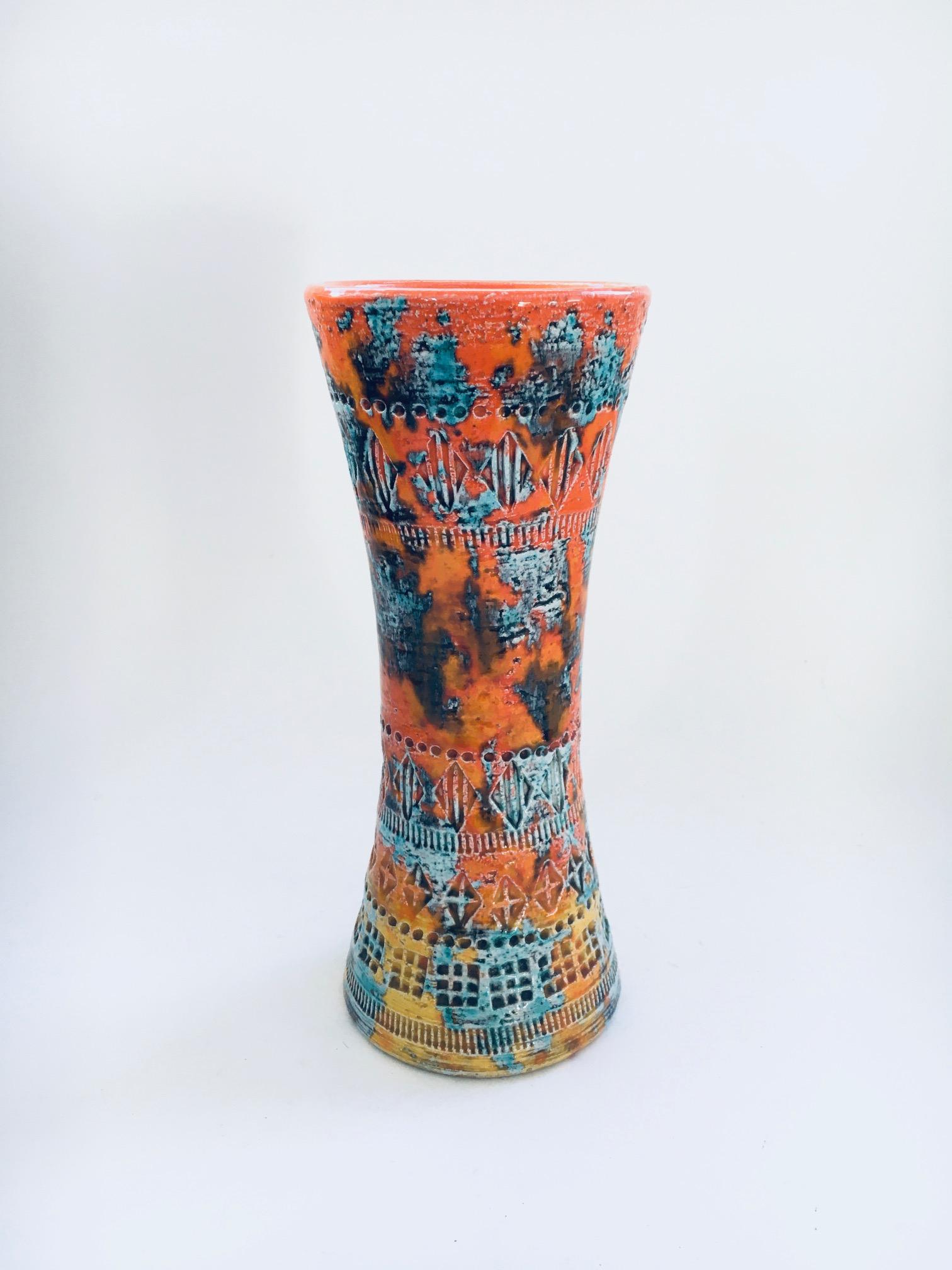 Mid-Century Modern Rare Trumpet Vase w Sunset Glaze by Aldo Londi for Bitossi, Italy 1960's For Sale