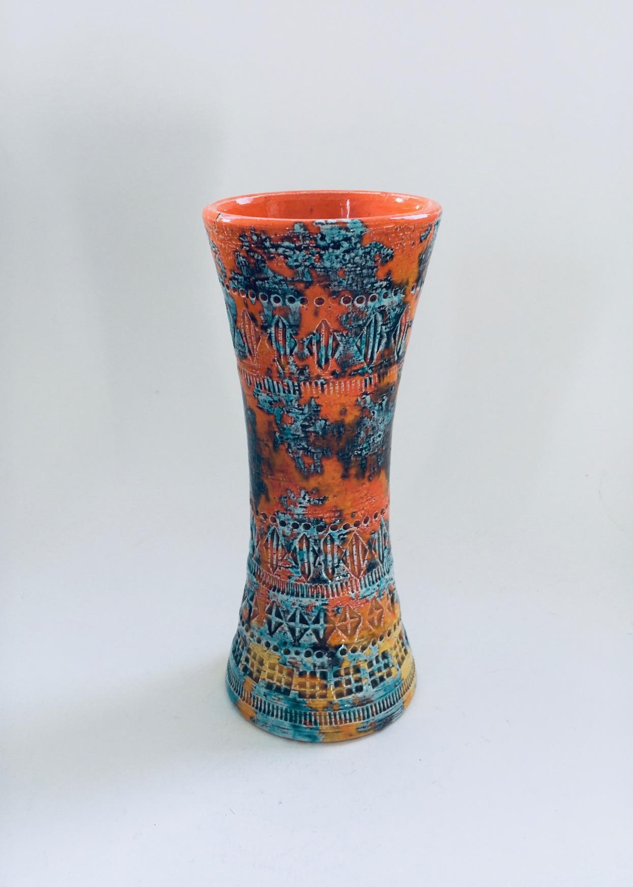 Mid-20th Century Rare Trumpet Vase w Sunset Glaze by Aldo Londi for Bitossi, Italy 1960's For Sale