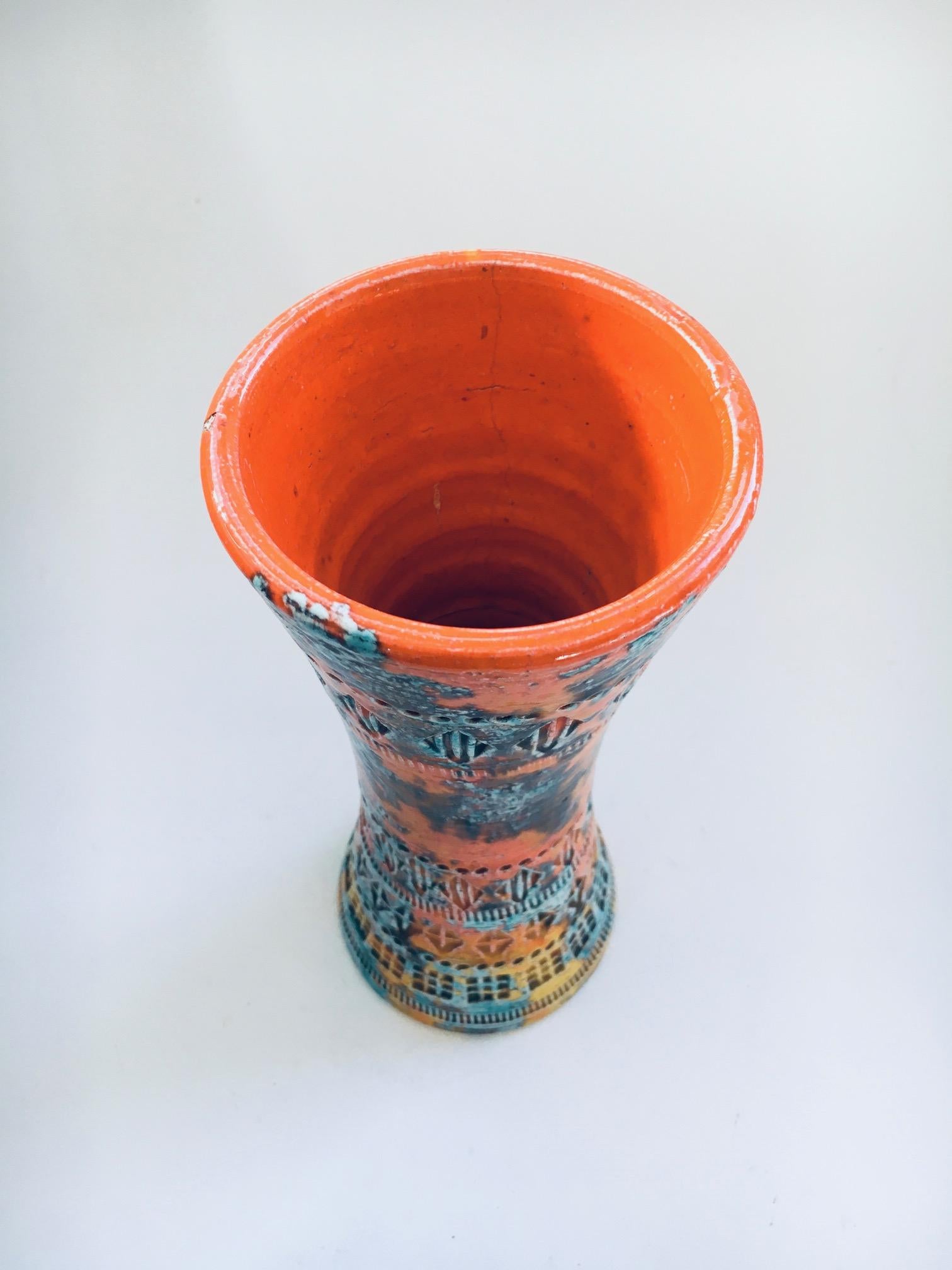 Ceramic Rare Trumpet Vase w Sunset Glaze by Aldo Londi for Bitossi, Italy 1960's For Sale