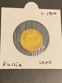 Rare Tsar Nicholas II Empire 5 Rubles (Roubles) .900 Gold Coin c1900 UNC