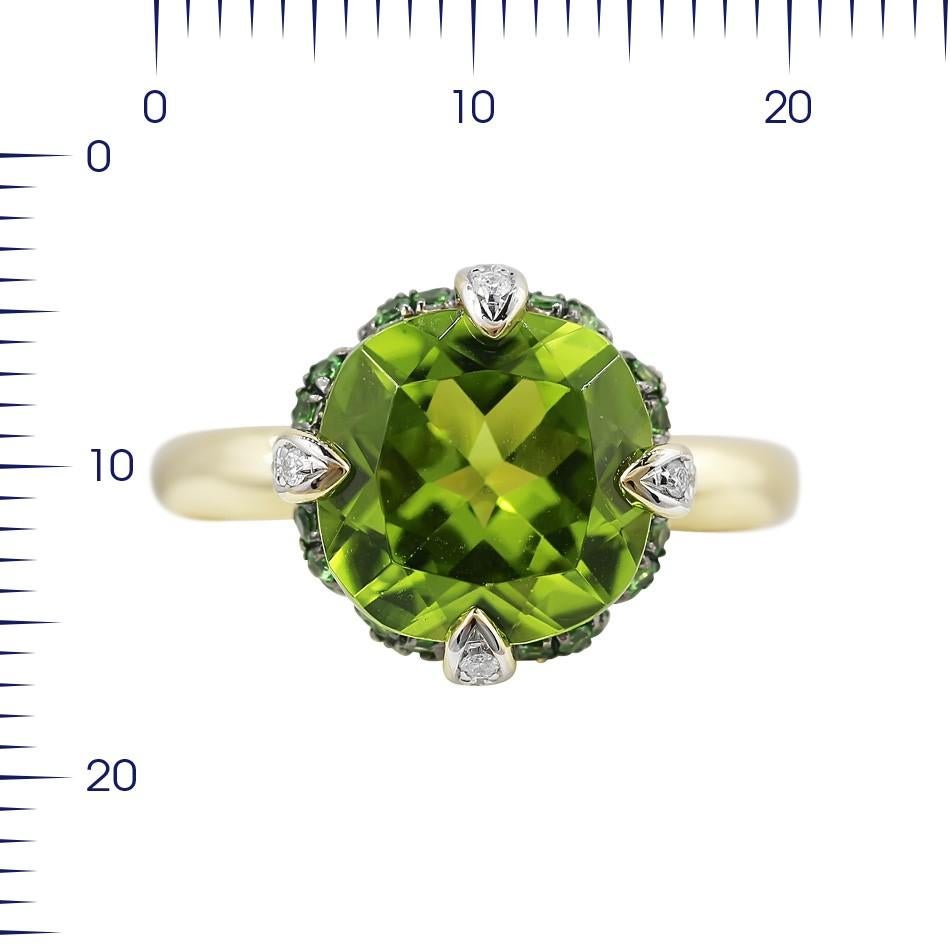 Antique Cushion Cut Rare Tsavorite Chrysolite Diamond Yellow Gold Earrings For Sale