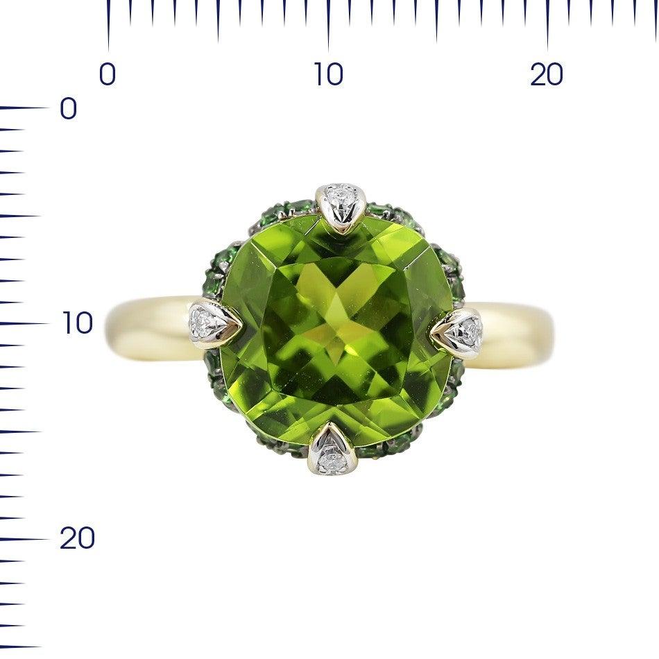 For Sale:  Rare Tsavorite Chrysolite Diamond Yellow Gold Rare Original Engagement Ring 2