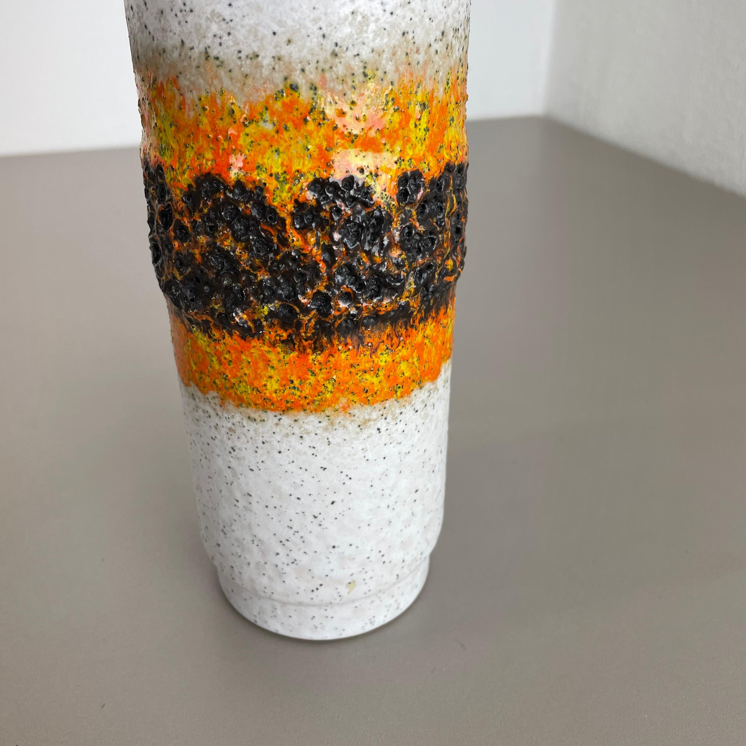 Rare Tube Pottery Fat Lava Vase 