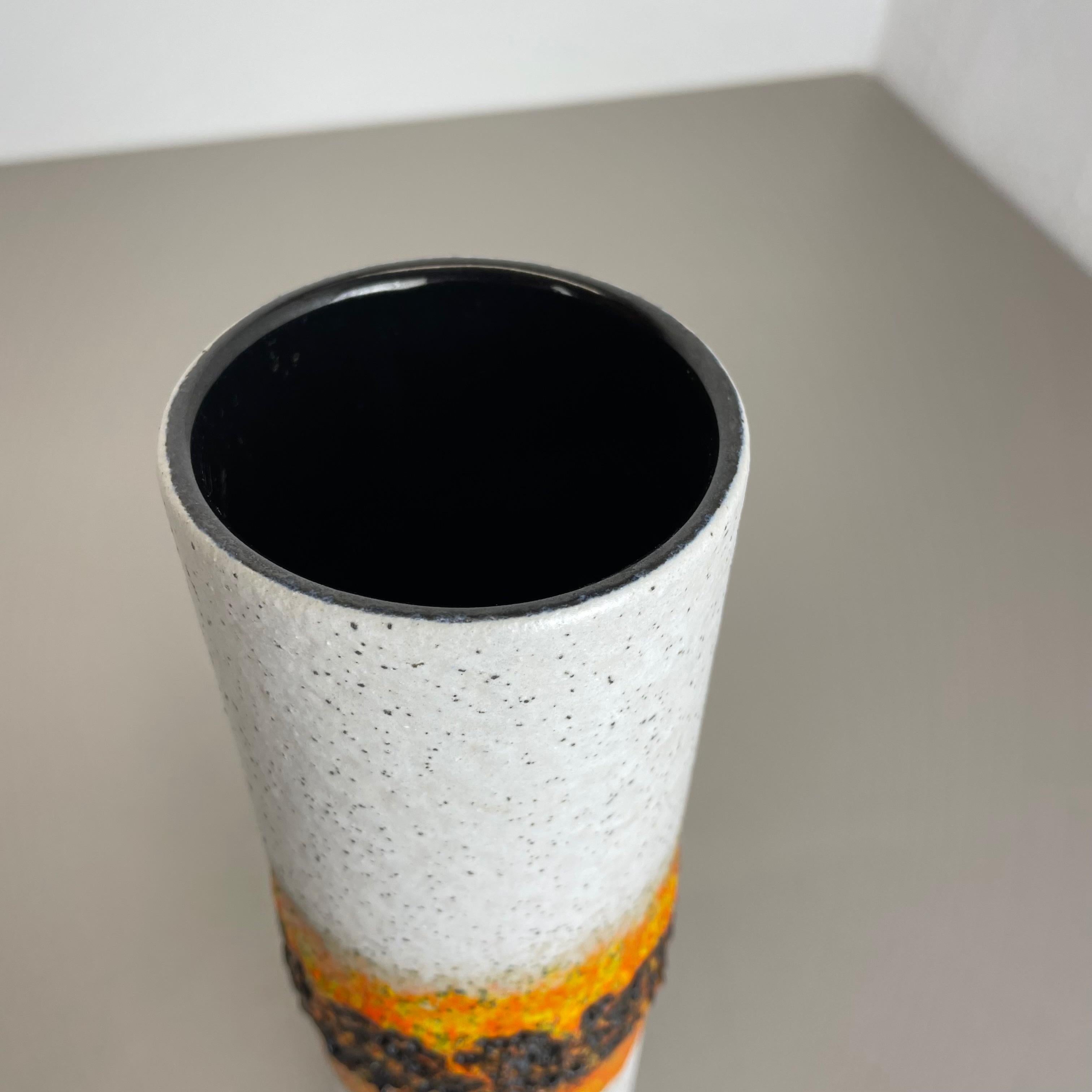 Rare Tube Pottery Fat Lava Vase 