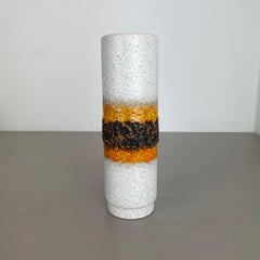Rare Tube Pottery Fat Lava Vase "Black-orange-white" by Jopeko, Germany, 1970s