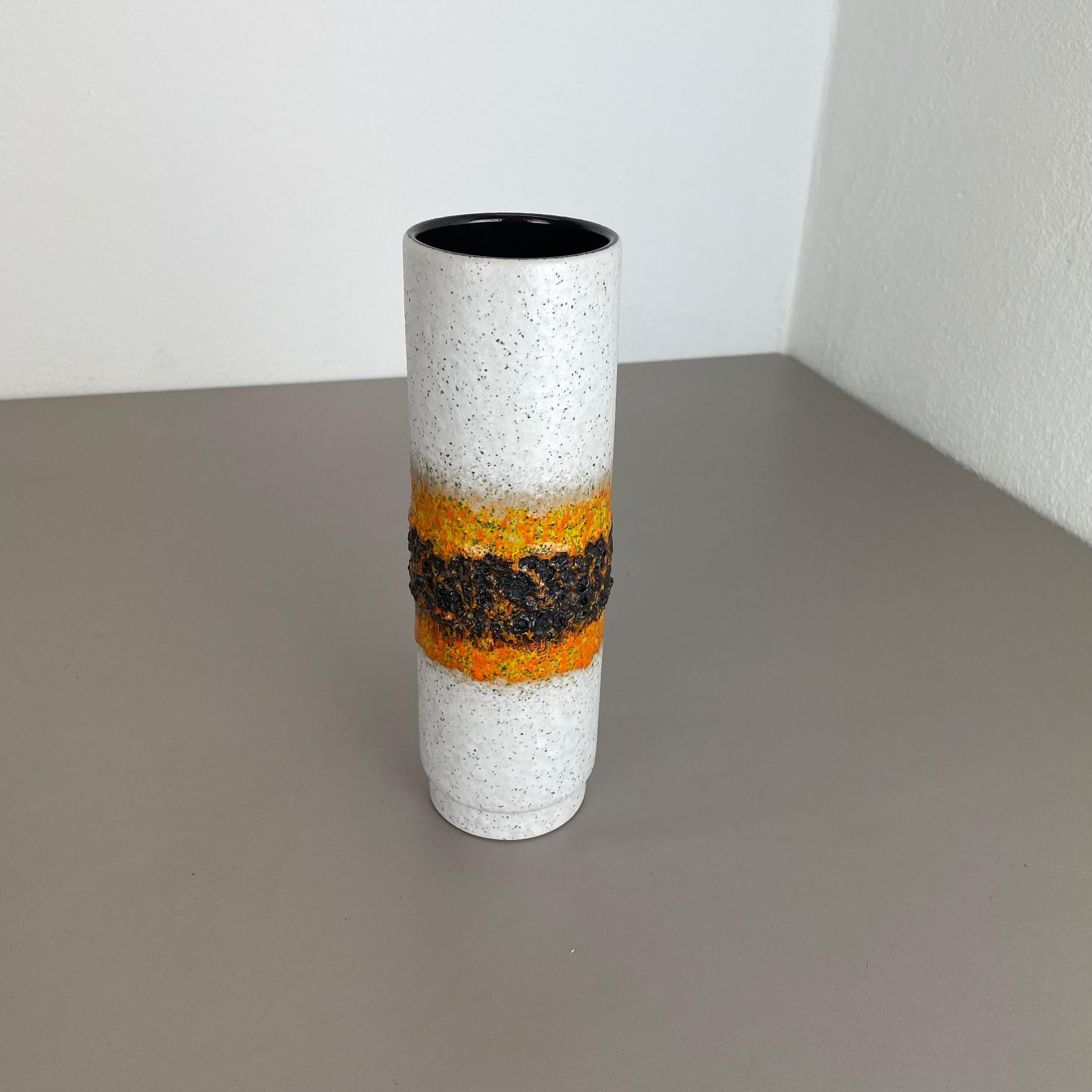 Mid-Century Modern Rare Tube Pottery Fat Lava Vase 