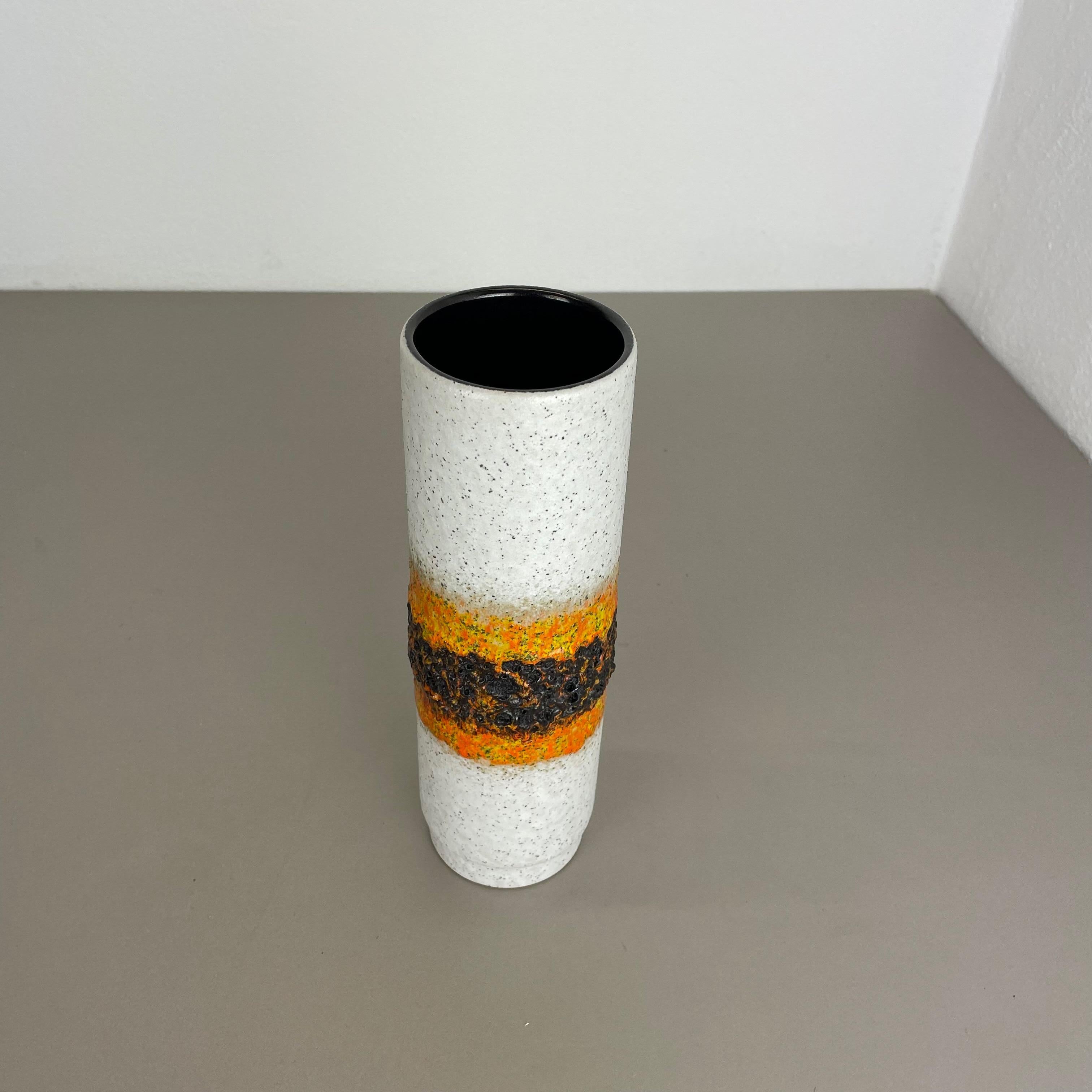 Rare Tube Pottery Fat Lava Vase 