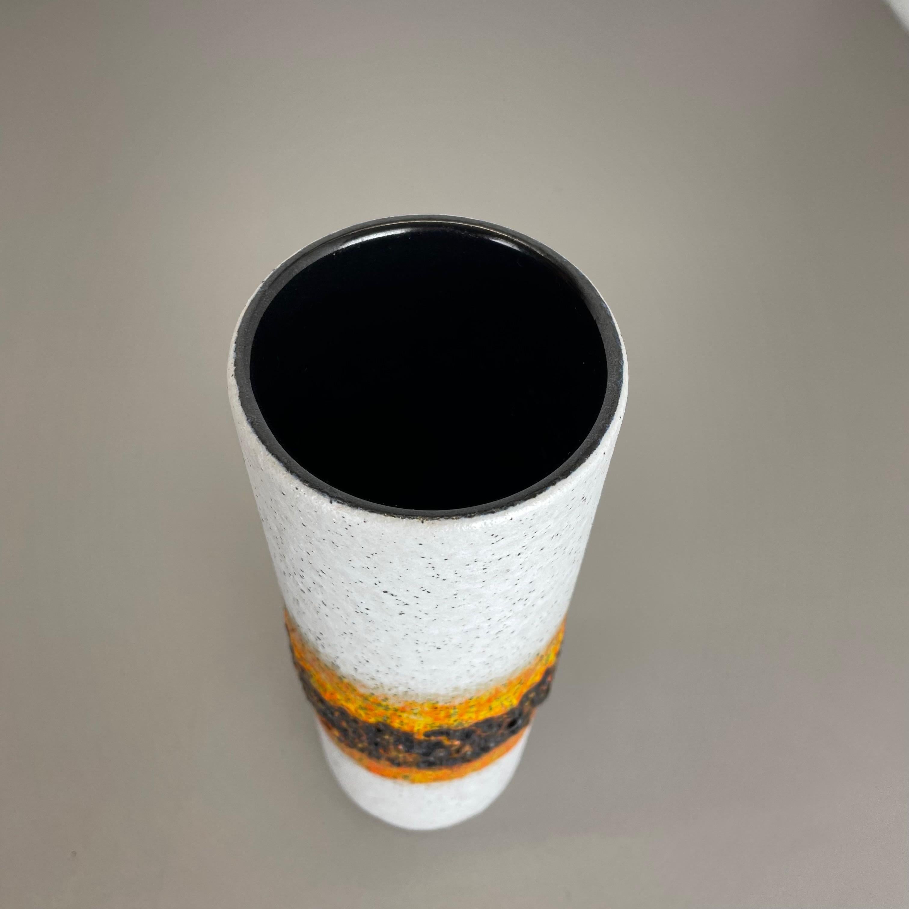 Rare Tube Pottery Fat Lava Vase 