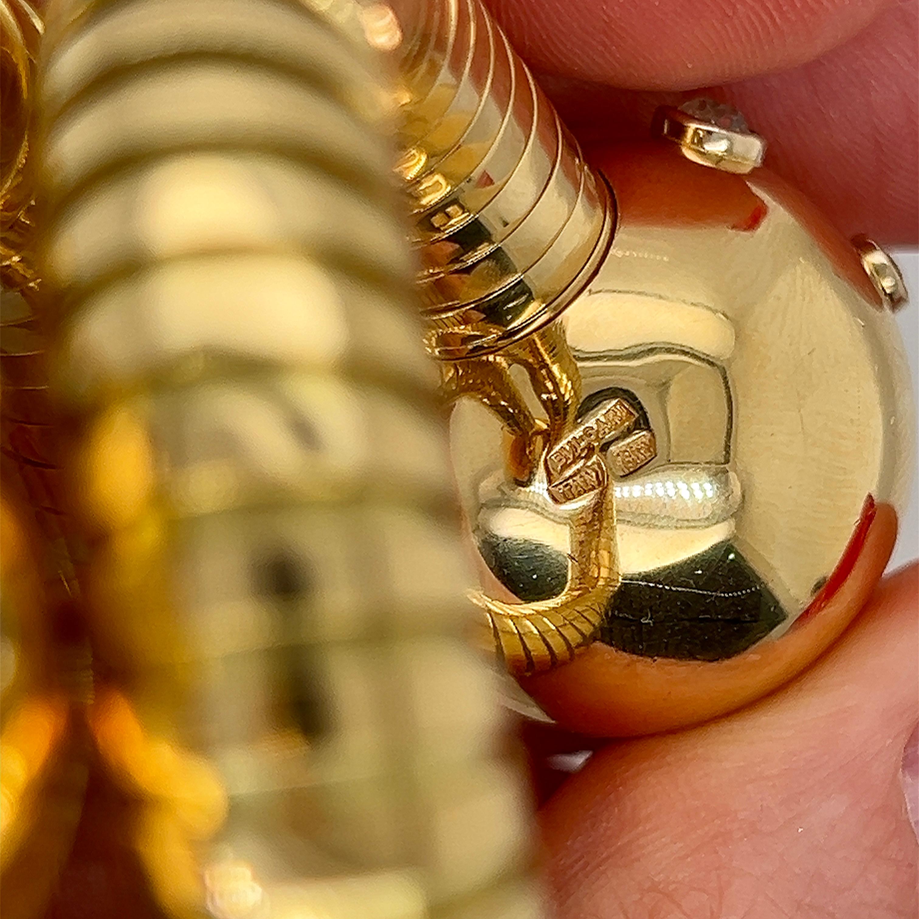 Women's or Men's Rare BULGARI Tubogas Gold Diamond Ball Wrap Bracelet For Sale