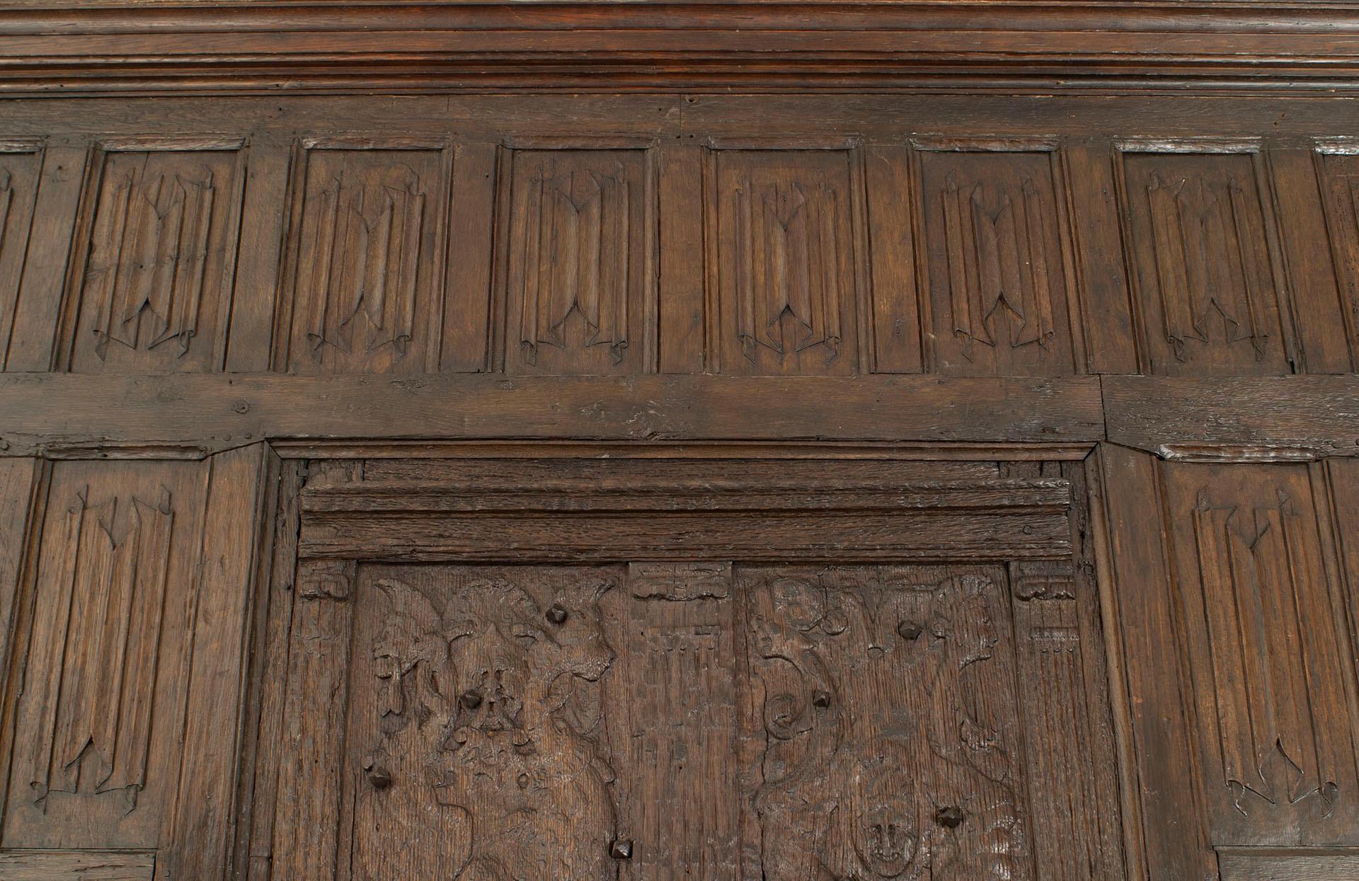 Gothic English Renaissance Carved Oak Paneled Room For Sale