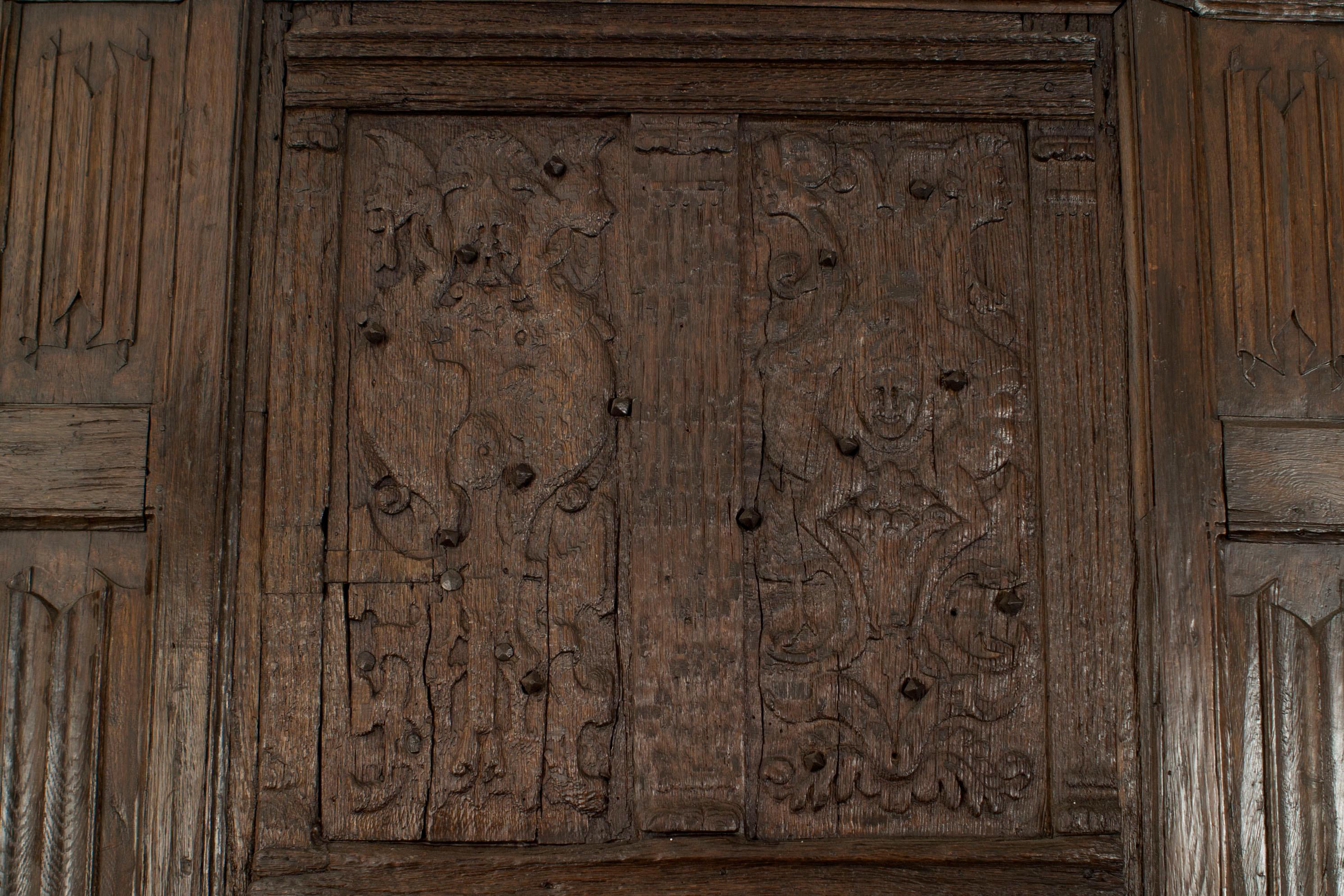18th Century and Earlier English Renaissance Carved Oak Paneled Room For Sale