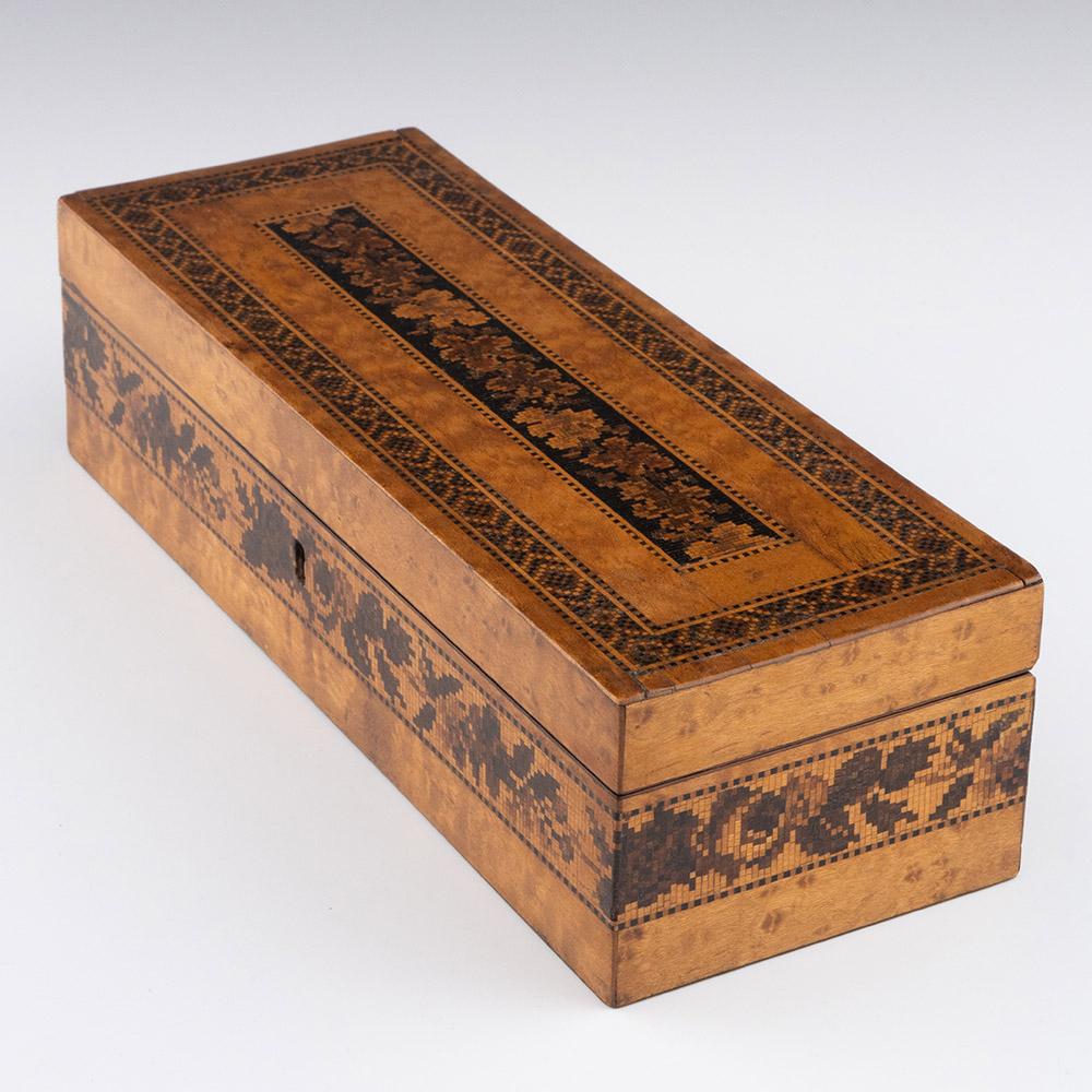 Victorian Rare Tunbridge Ware Glove Box by Thomas Waterman c1860 For Sale