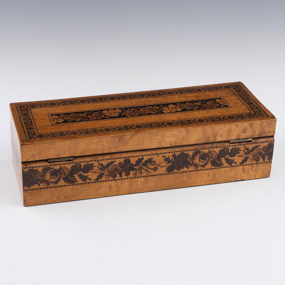 British Rare Tunbridge Ware Glove Box by Thomas Waterman c1860 For Sale