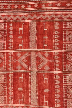 Seltene tunesianische Ouedzem bestickte Ouedzem-Seide aus privater Sammlung