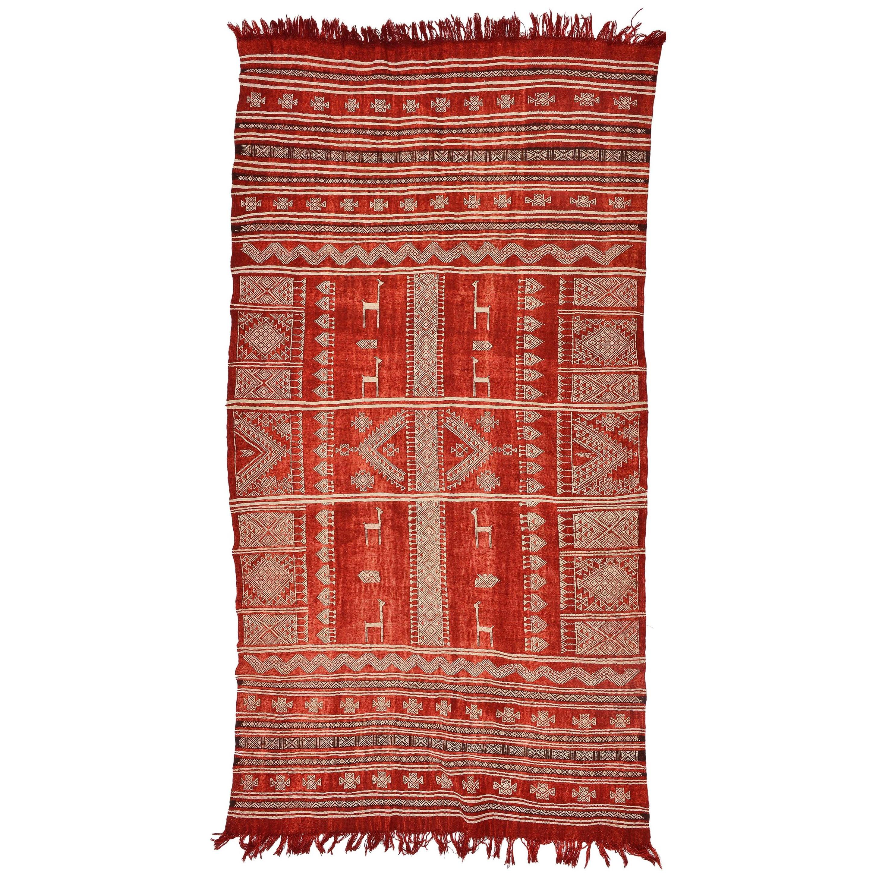 Rare Tunisian Ouedzem Embroidered Tissue or Carpet