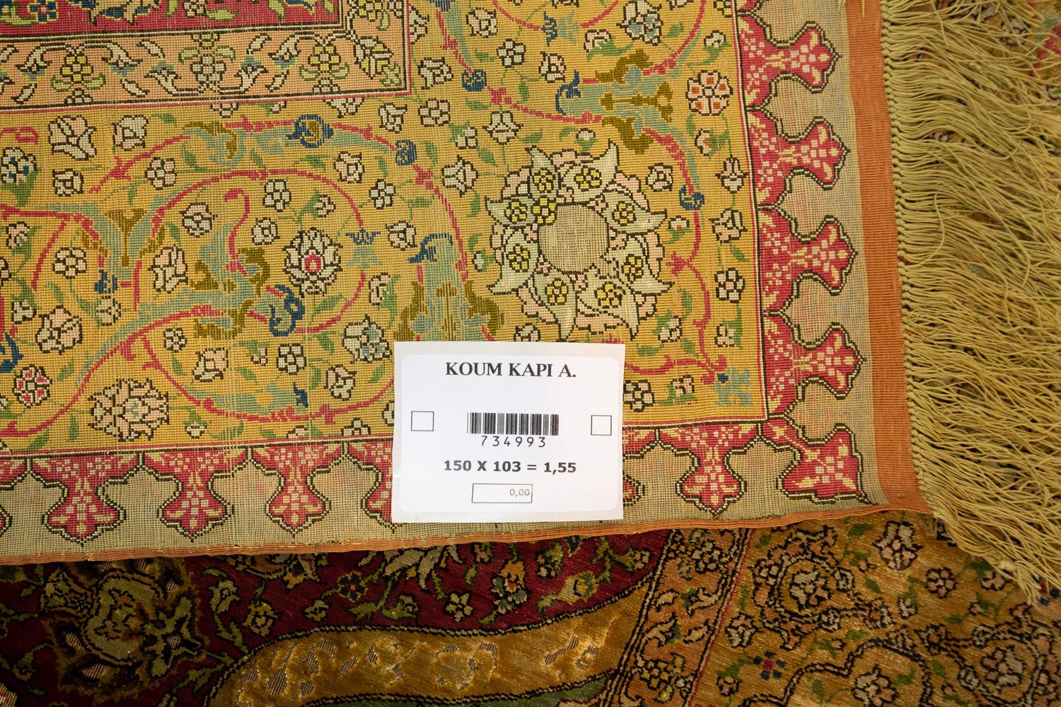 Rare Turkish Antique Signed “ZAREH” Peyman Koum Kapi Rug For Sale 11
